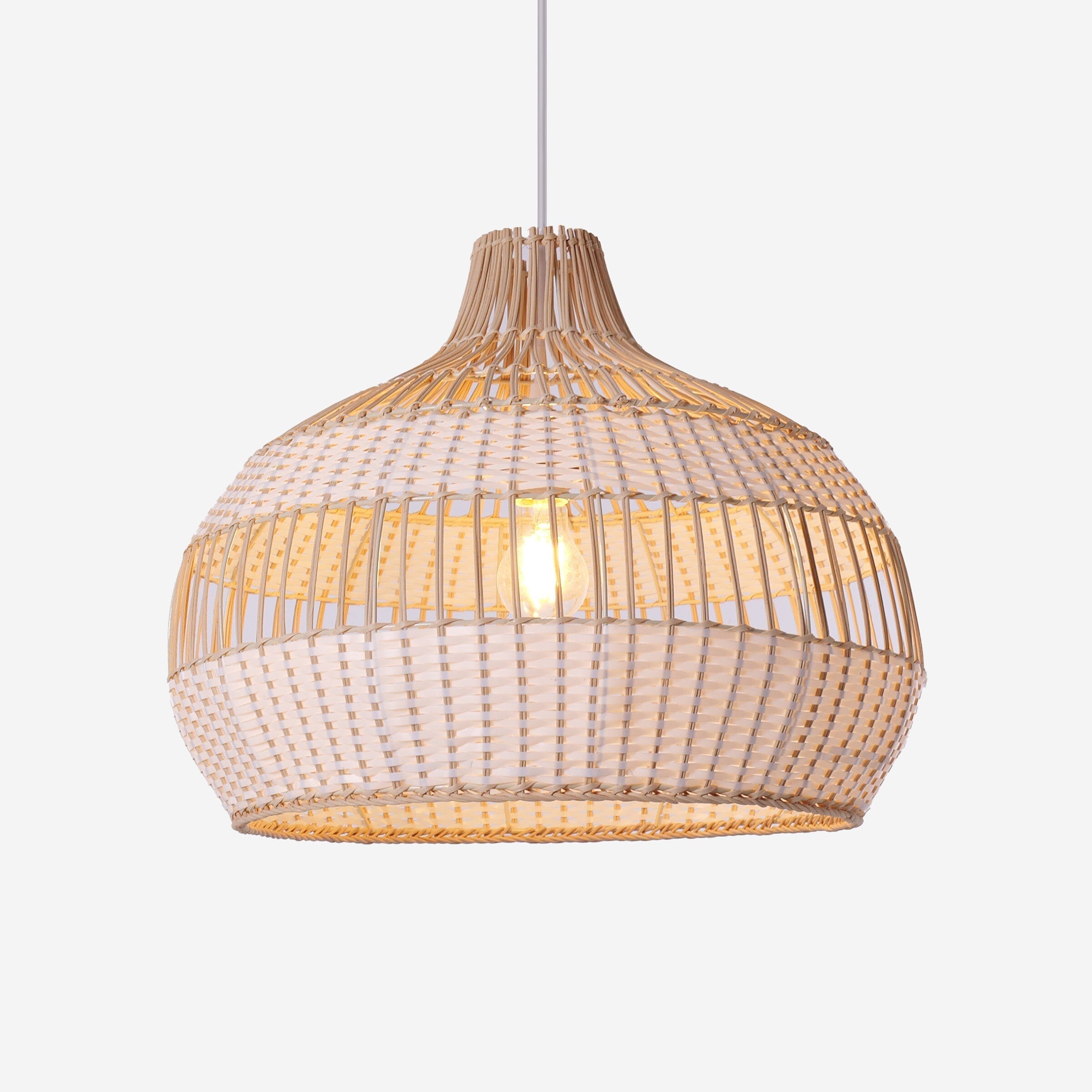 Dewlight-Handwoven Half White Rattan Pendant Light | Kitchen Island Pendant Lamp Lightsin UK 