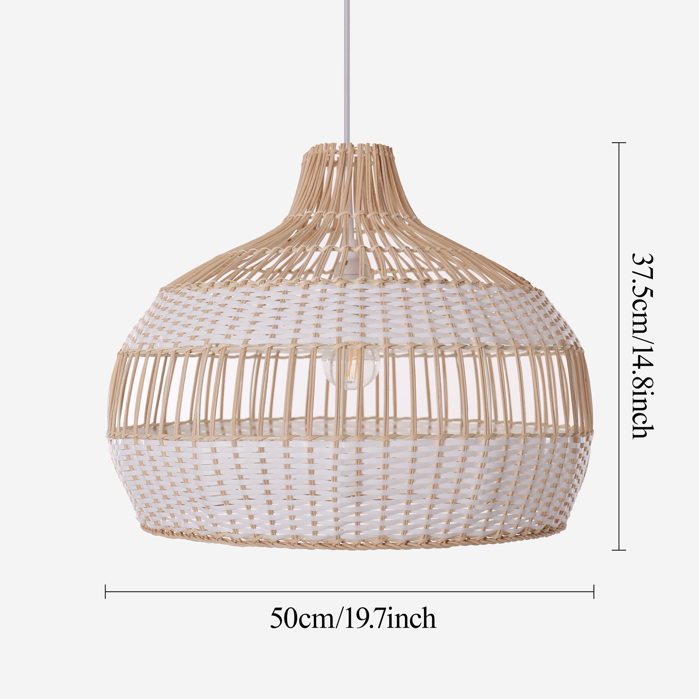 Dewlight-Handwoven Half White Rattan Pendant Light | Kitchen Island Pendant Lamp Lightsin UK 