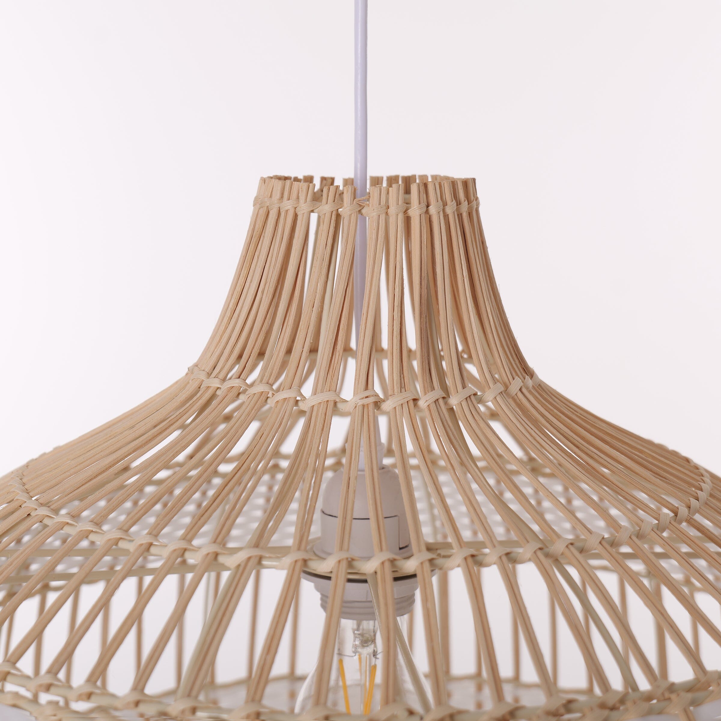 Dewlight-Handwoven Half White Rattan Pendant Light | Kitchen Island Pendant Lamp Lightsin UK 