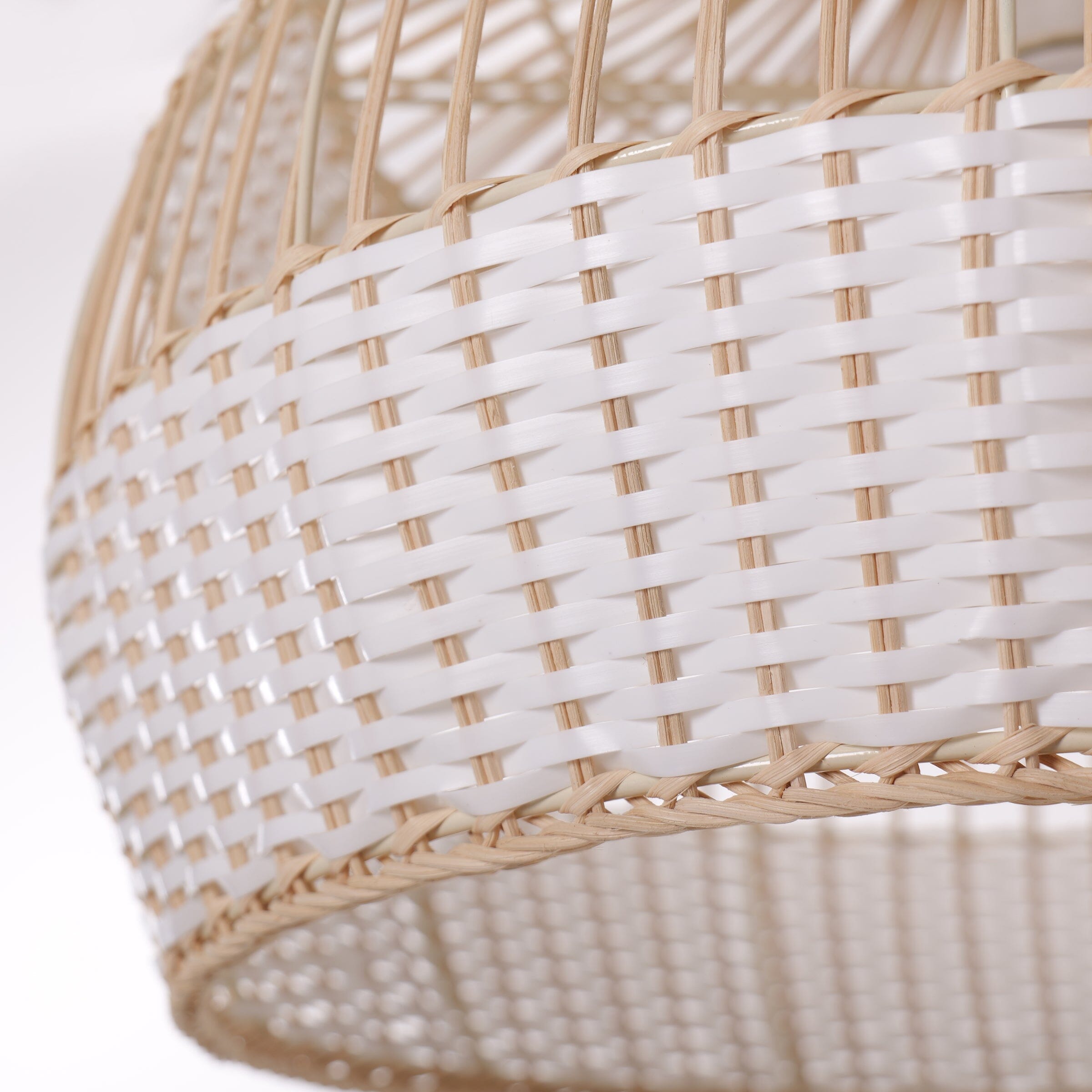Dewlight-Handwoven Half White Rattan Pendant Light | Kitchen Island Pendant Lamp Lightsin UK 