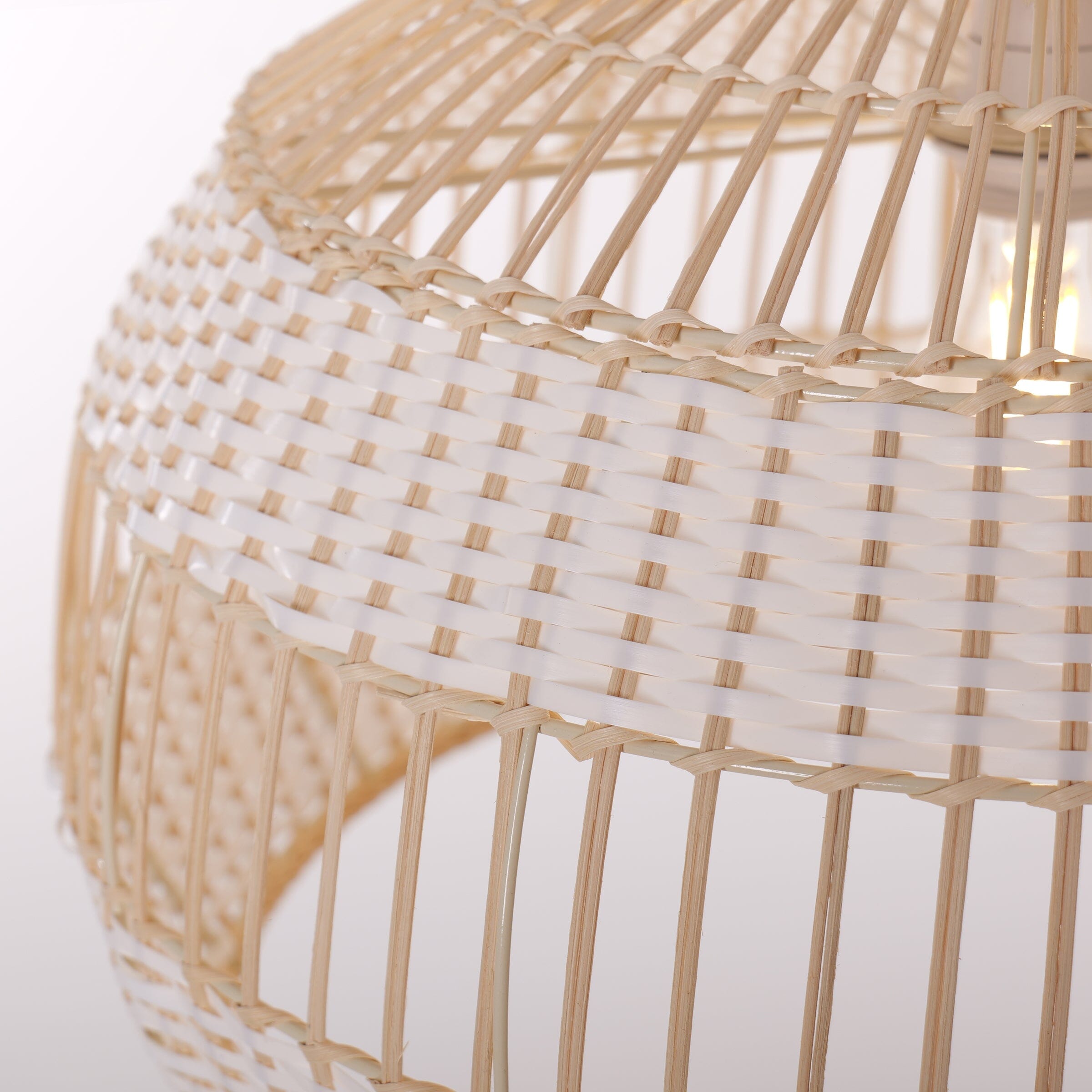 Dewlight-Handwoven Half White Rattan Pendant Light | Kitchen Island Pendant Lamp Lightsin UK 
