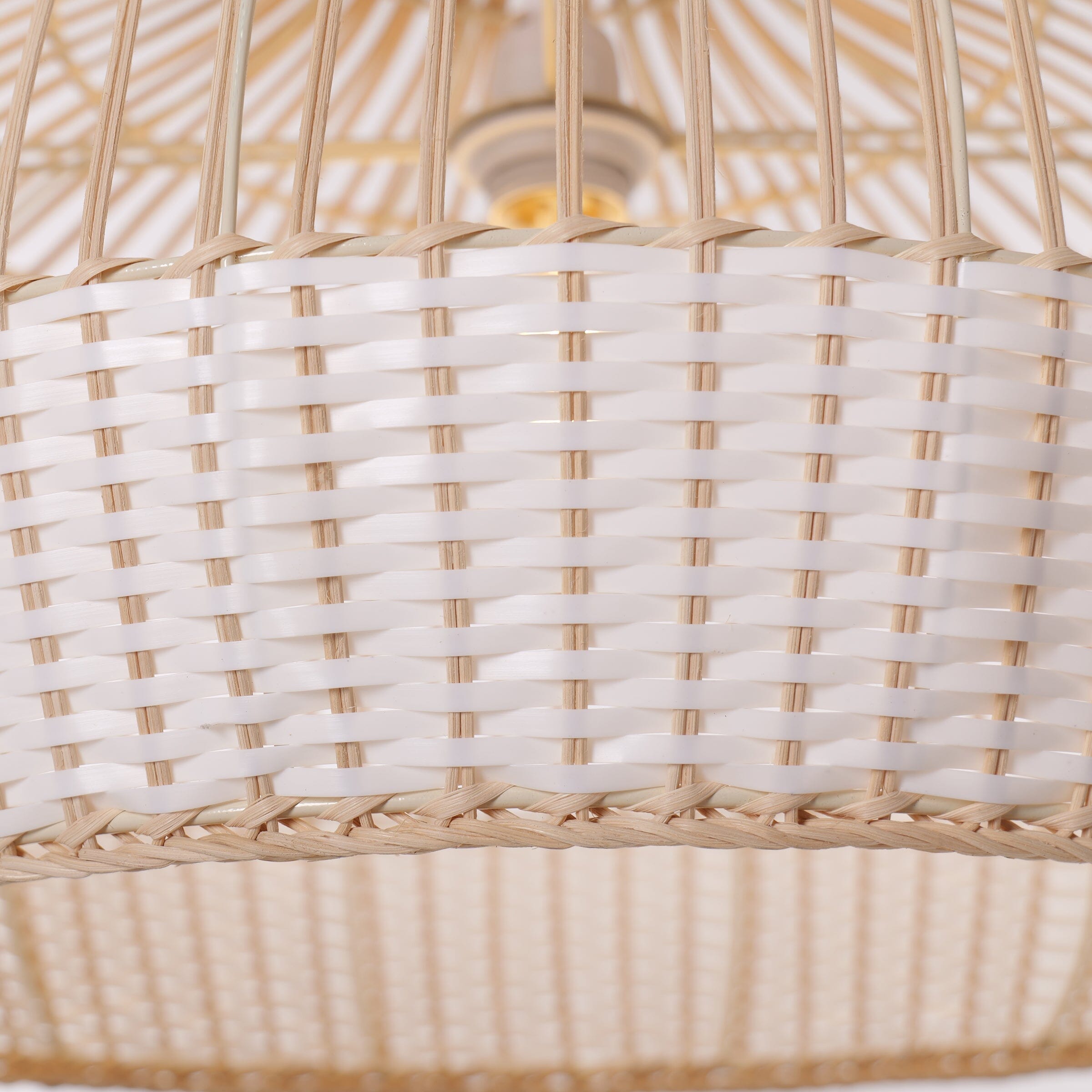 Dewlight-Handwoven Half White Rattan Pendant Light | Kitchen Island Pendant Lamp Lightsin UK 