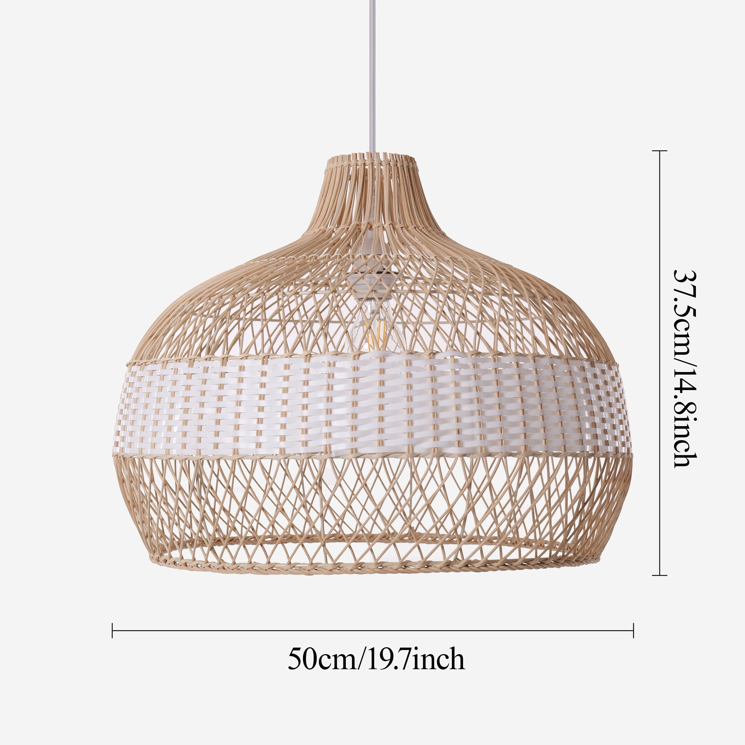 Dewlight-Handwoven Half White Rattan Pendant Light | Kitchen Island Pendant Lamp Lightsin UK 