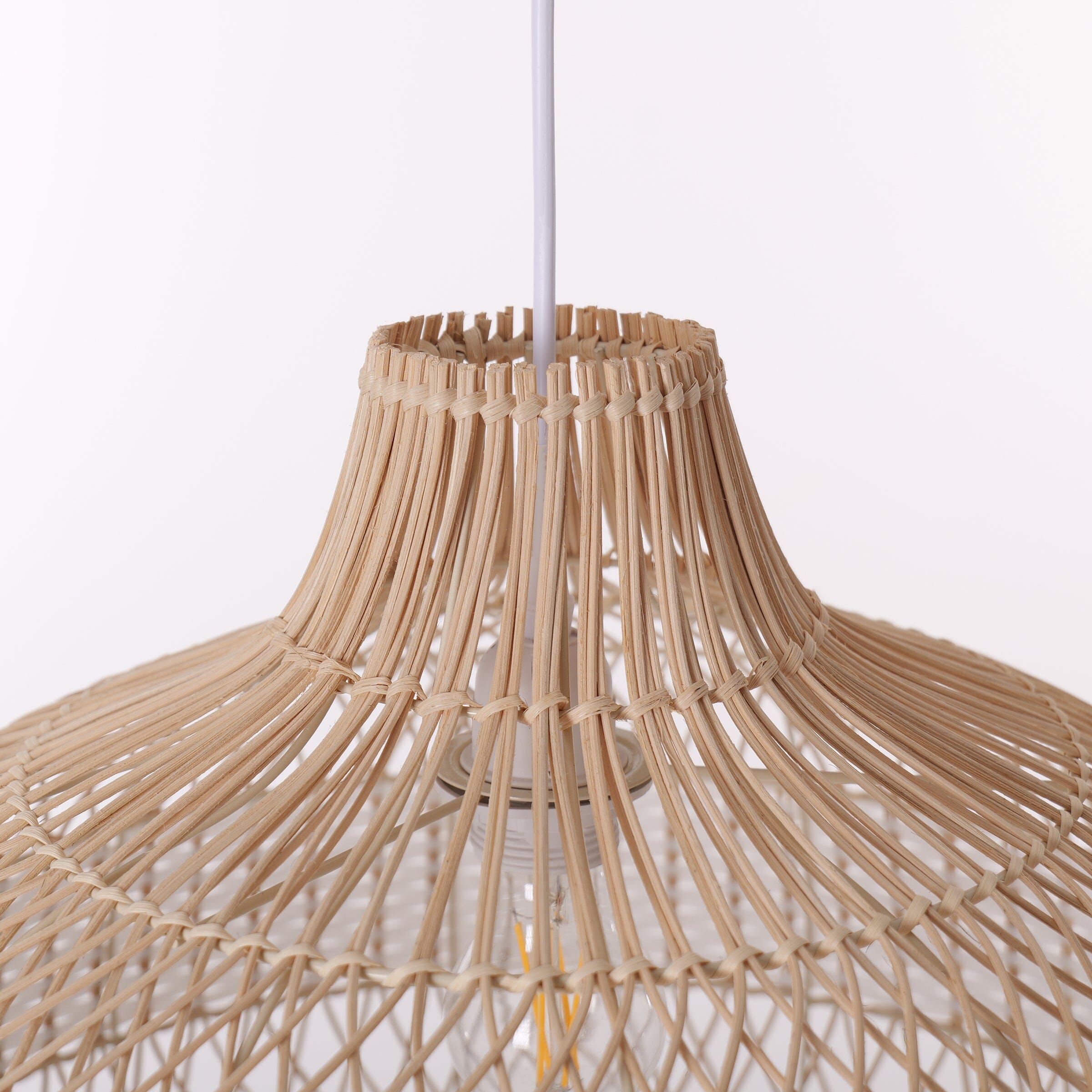 Dewlight-Handwoven Half White Rattan Pendant Light | Kitchen Island Pendant Lamp Lightsin UK 