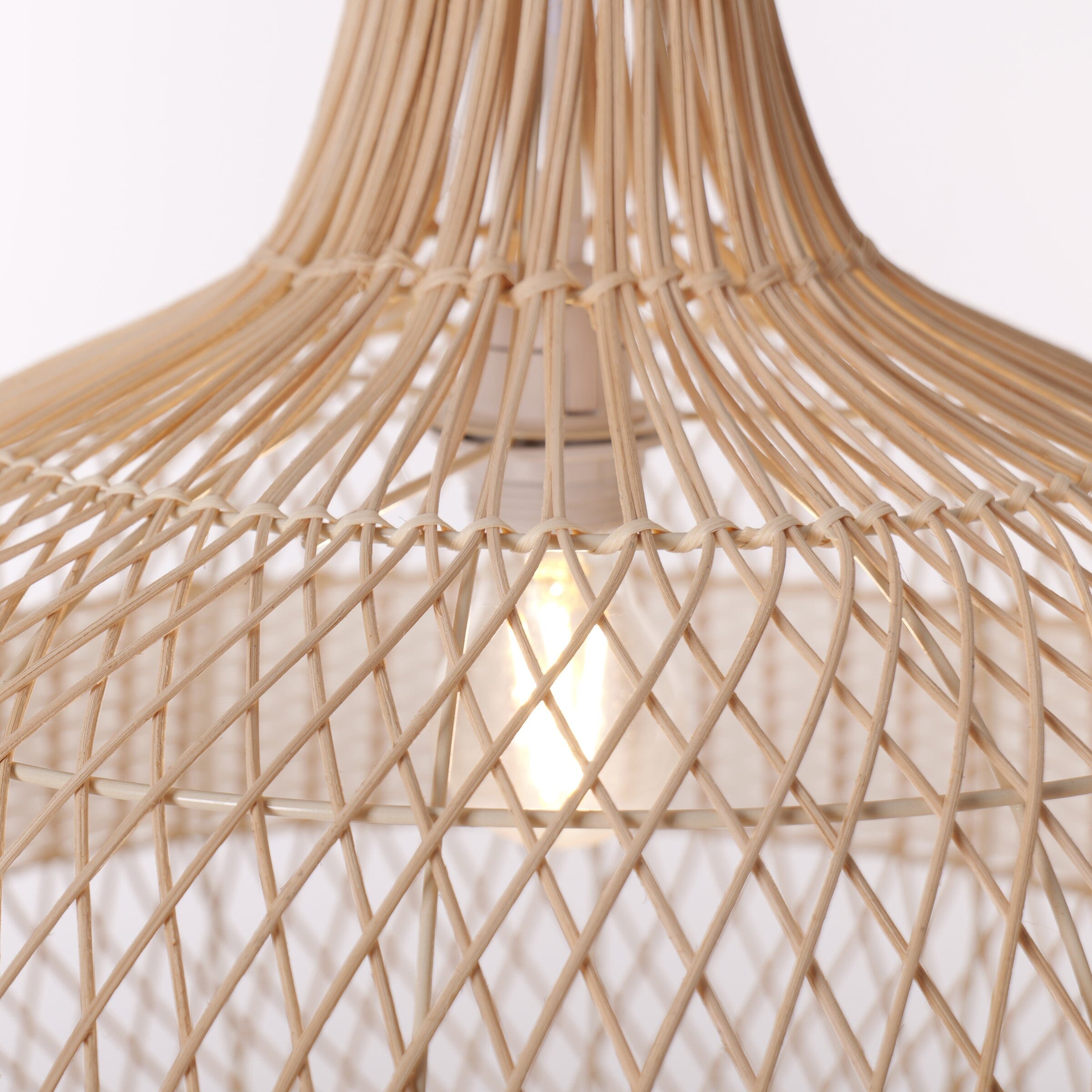 Dewlight-Handwoven Half White Rattan Pendant Light | Kitchen Island Pendant Lamp Lightsin UK 