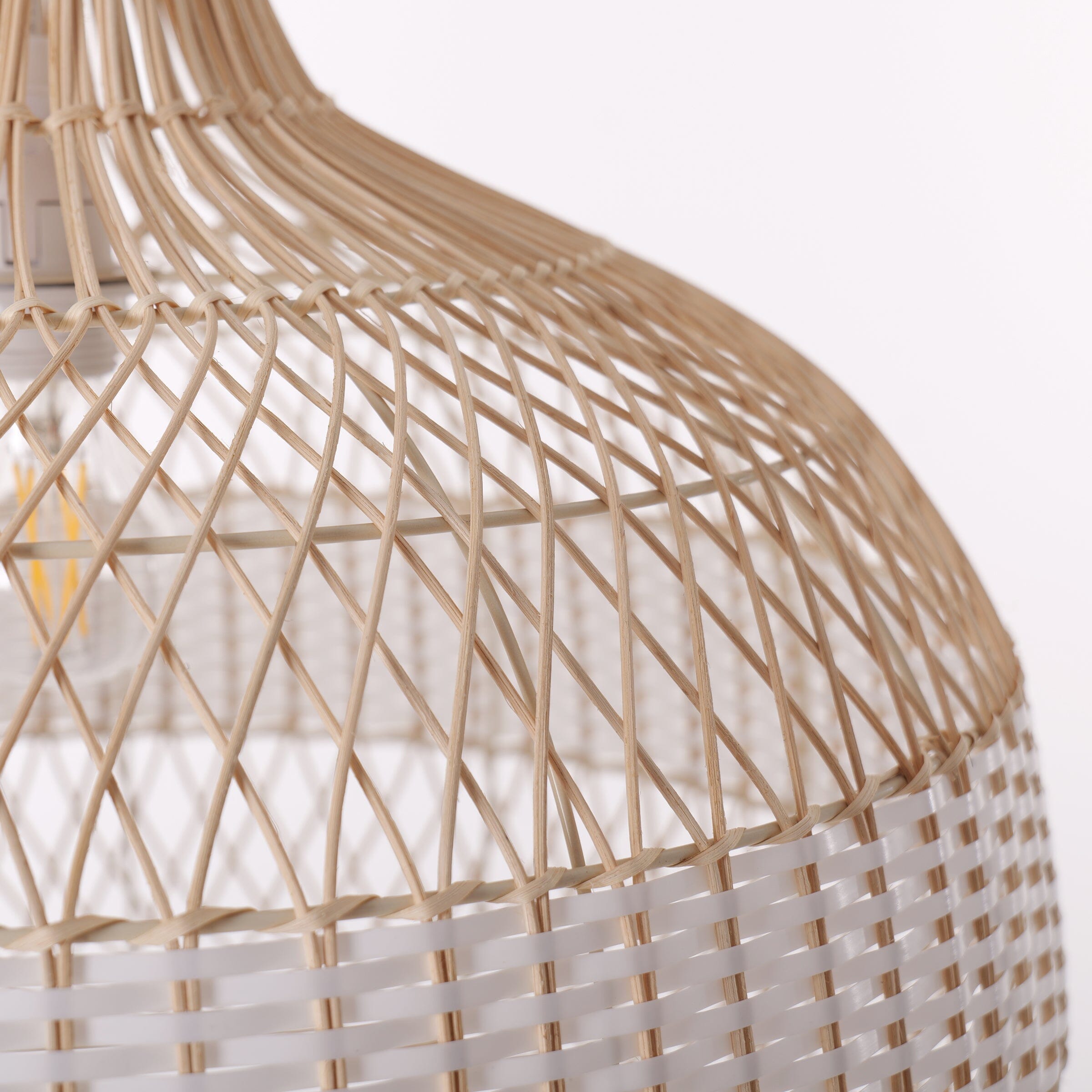 Dewlight-Handwoven Half White Rattan Pendant Light | Kitchen Island Pendant Lamp Lightsin UK 