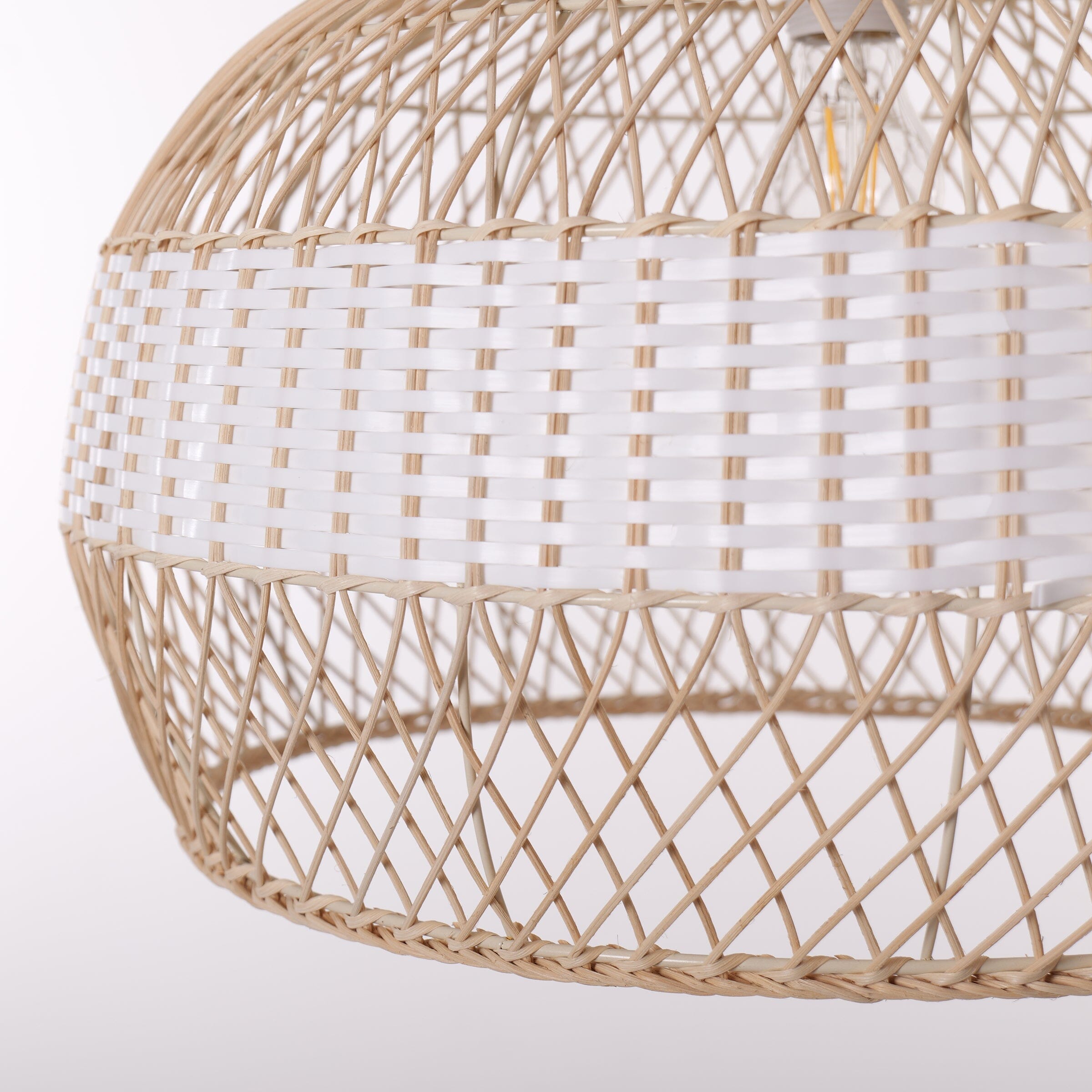 Dewlight-Handwoven Half White Rattan Pendant Light | Kitchen Island Pendant Lamp Lightsin UK 