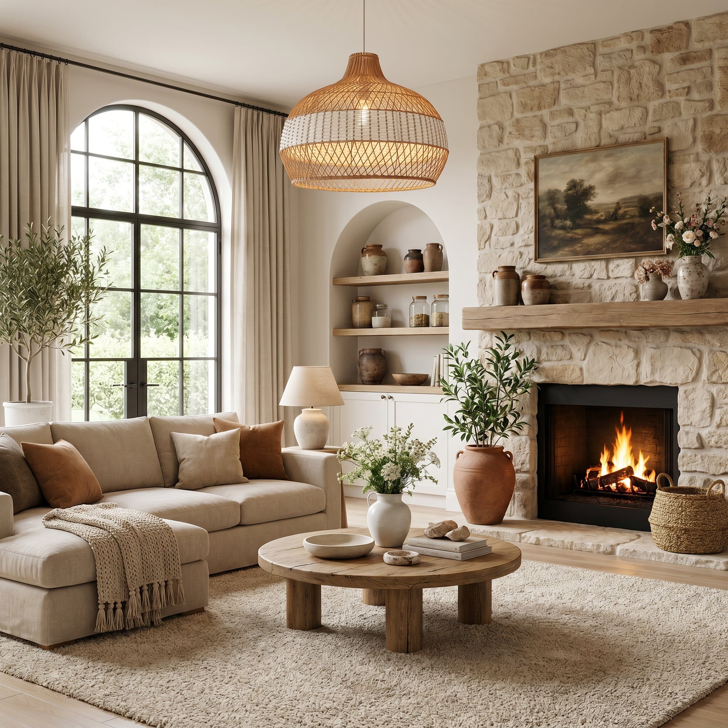 Dewlight-Handwoven Half White Rattan Pendant Light | Kitchen Island Pendant Lamp Lightsin UK Upper Open Weave Pre-Order 