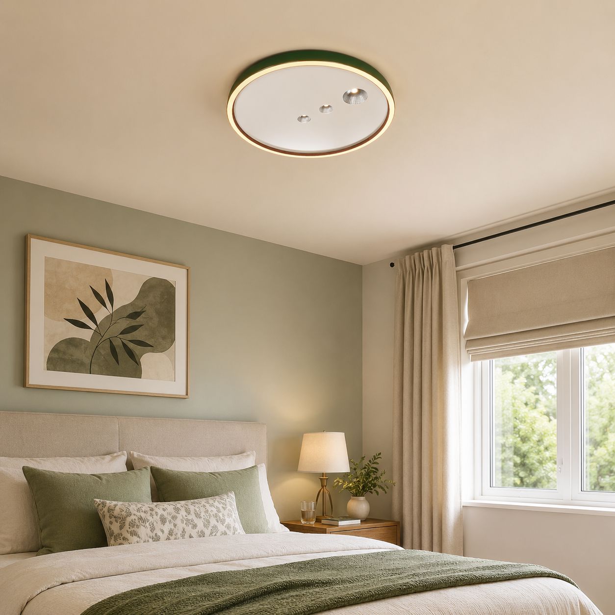 Modern 40cm Dimmable LED Ceiling Light Lightsin UK Walnut+Green Pre-Order 