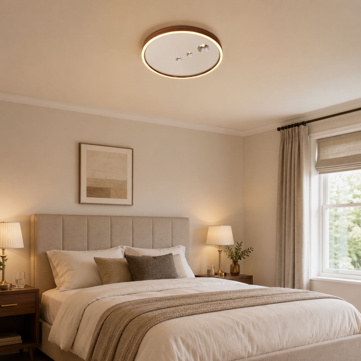 Modern 40cm Dimmable LED Ceiling Light Lightsin UK Walnut+White Pre-Order 