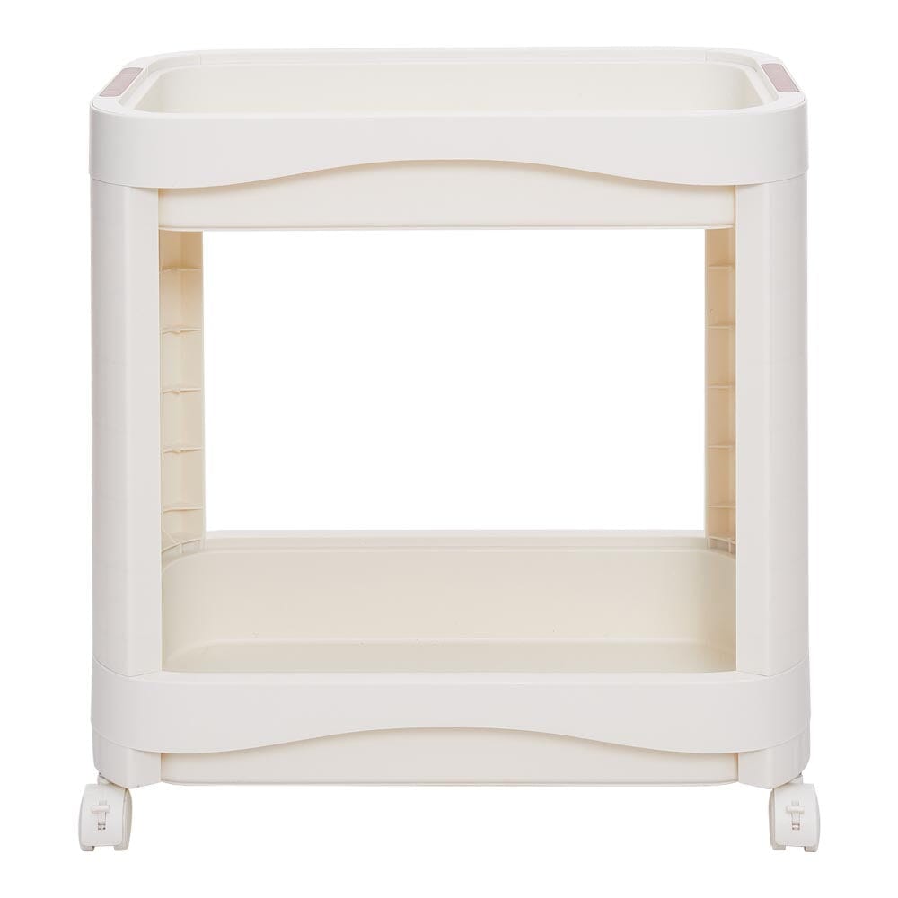 Cream White 2-Tier Rolling Storage Cart (52×30×52cm) Lightsin UK 