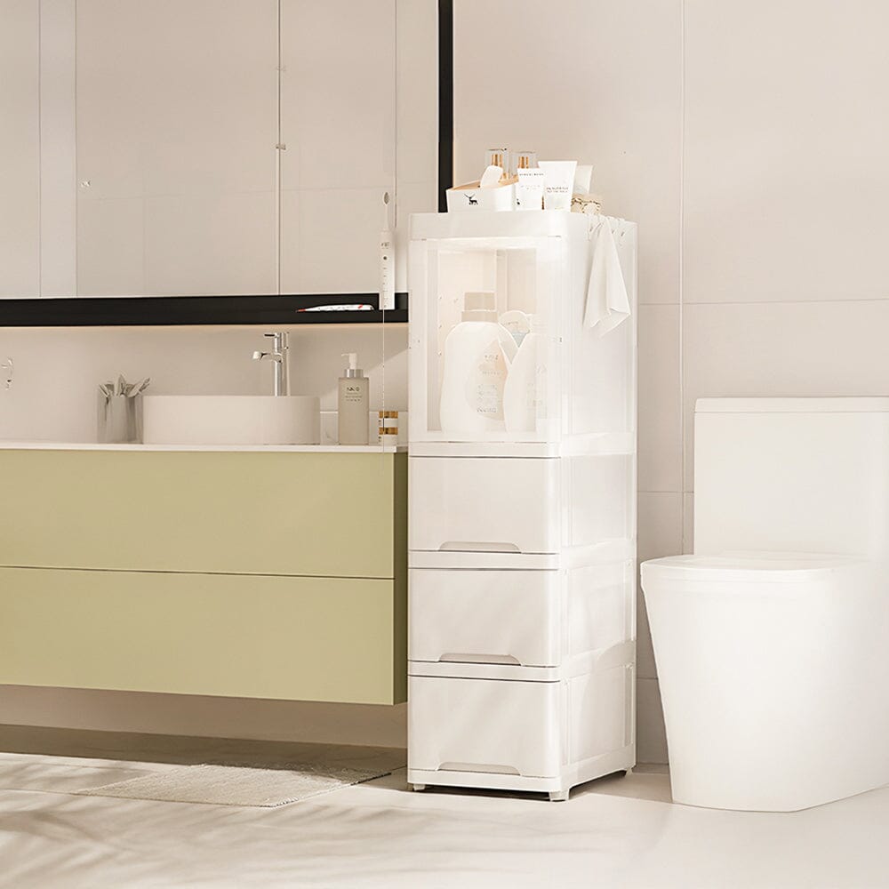 4-Tier Drawer-Style Plastic Storage Cabinet (24×36×99cm) Lightsin UK 