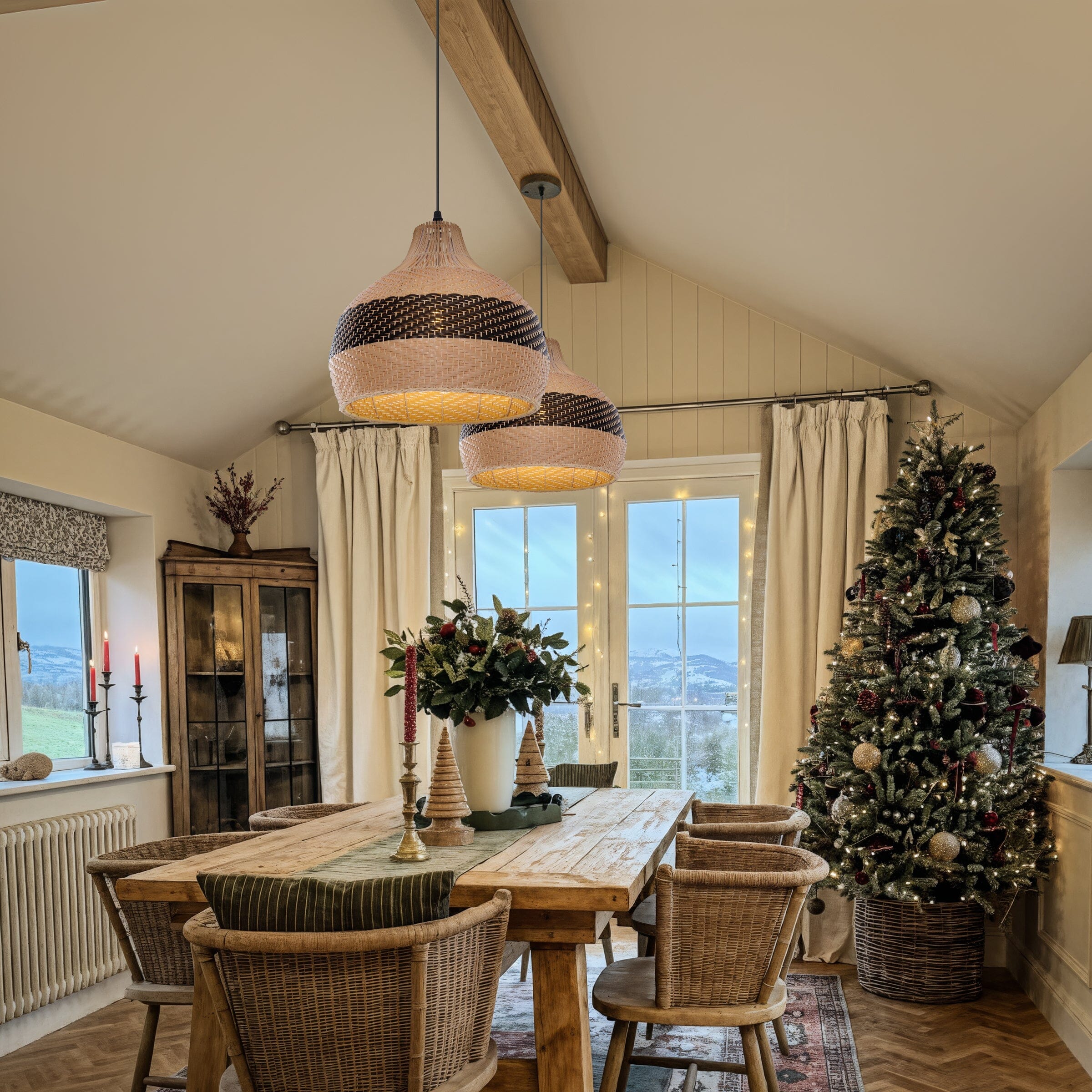 Lightsin Handwoven Rattan Pendant Light – Natural Woven Ceiling Light for Kitchen, Bedroom & Living Room Lightsin UK 