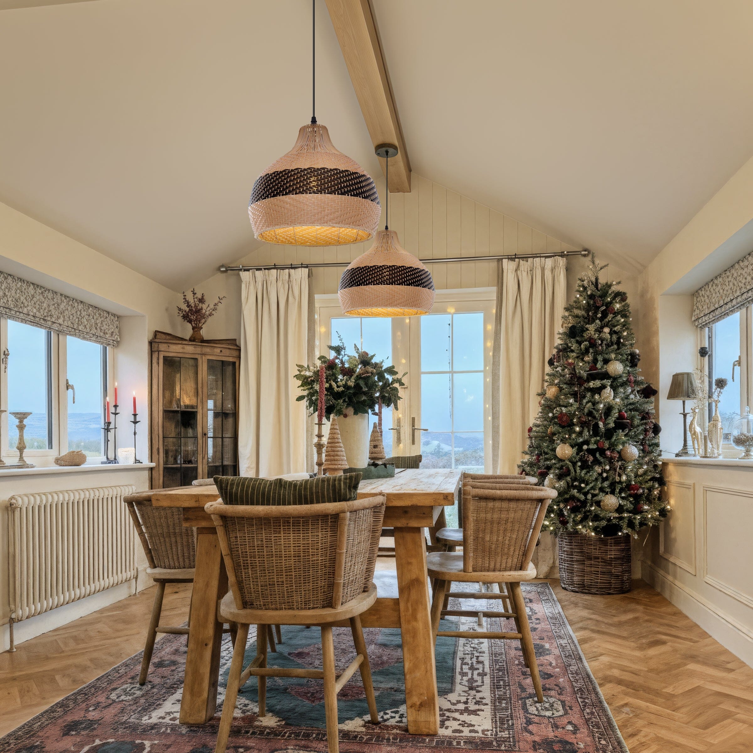 Lightsin Handwoven Rattan Pendant Light – Natural Woven Ceiling Light for Kitchen, Bedroom & Living Room Lightsin UK 