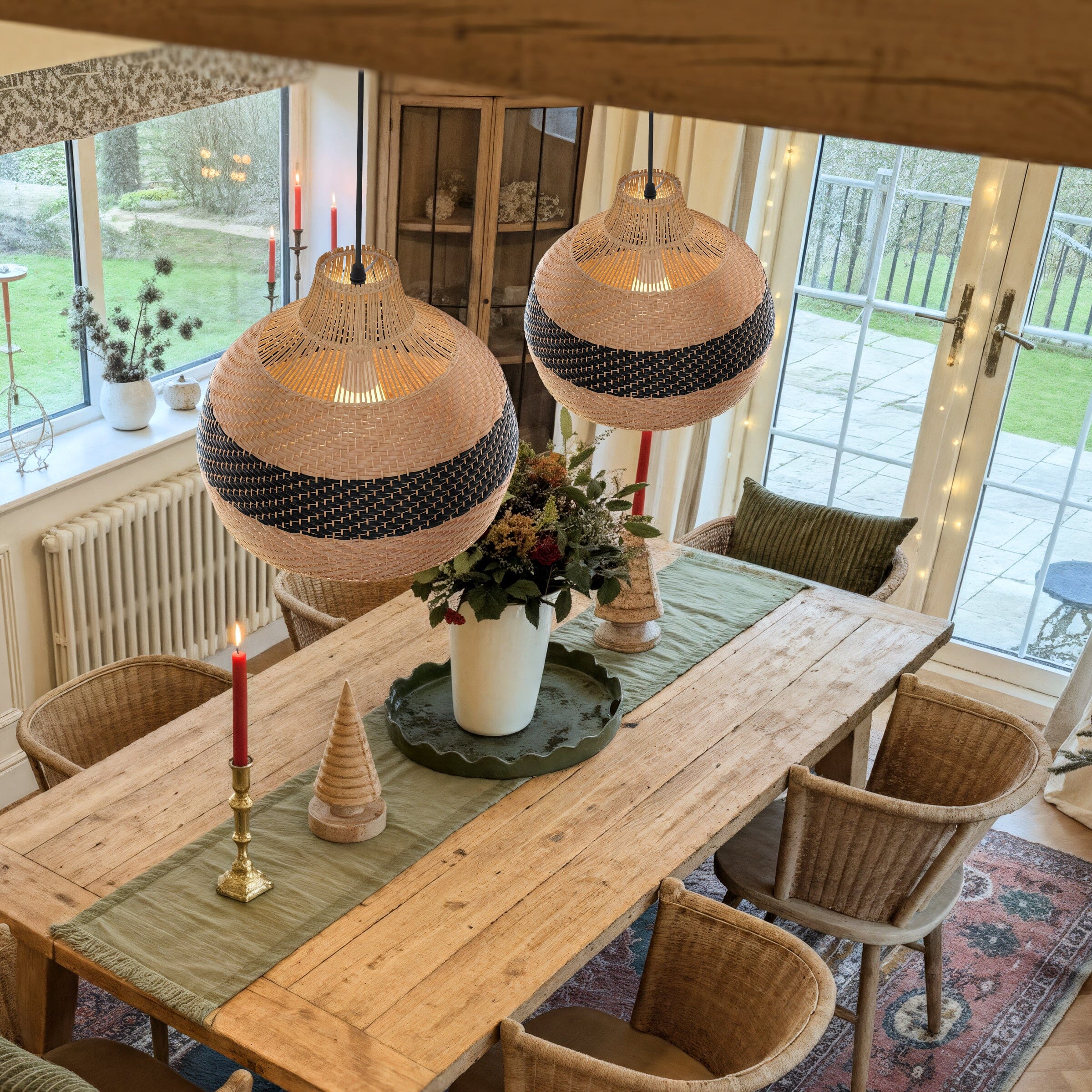 Lightsin Handwoven Rattan Pendant Light – Natural Woven Ceiling Light for Kitchen, Bedroom & Living Room Lightsin UK 