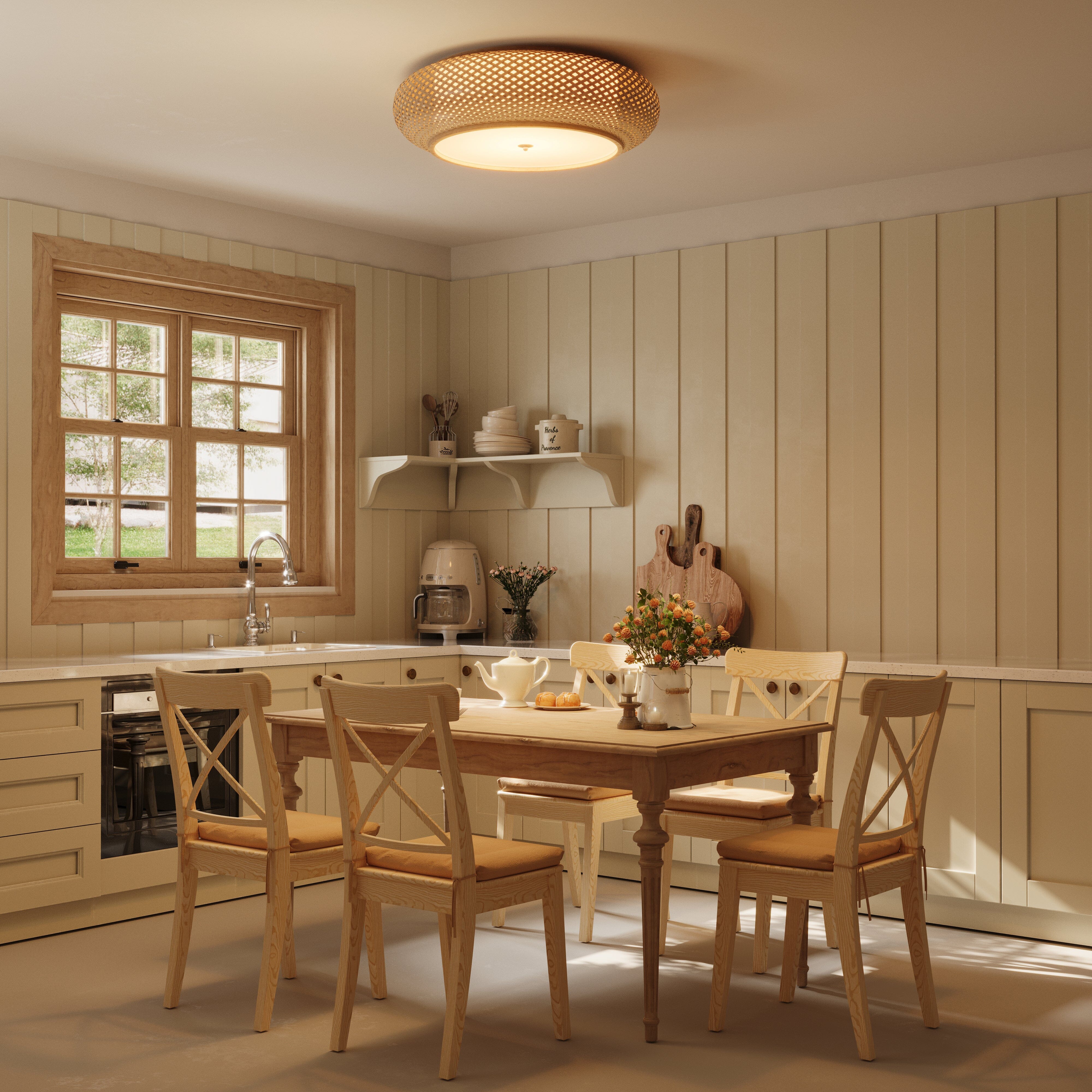 Lutta-Lightsin Handwoven Bamboo Ceiling Light – Zen-Style LED Fixture for Living Room, Bedroom & Dining Room Lightsin UK 