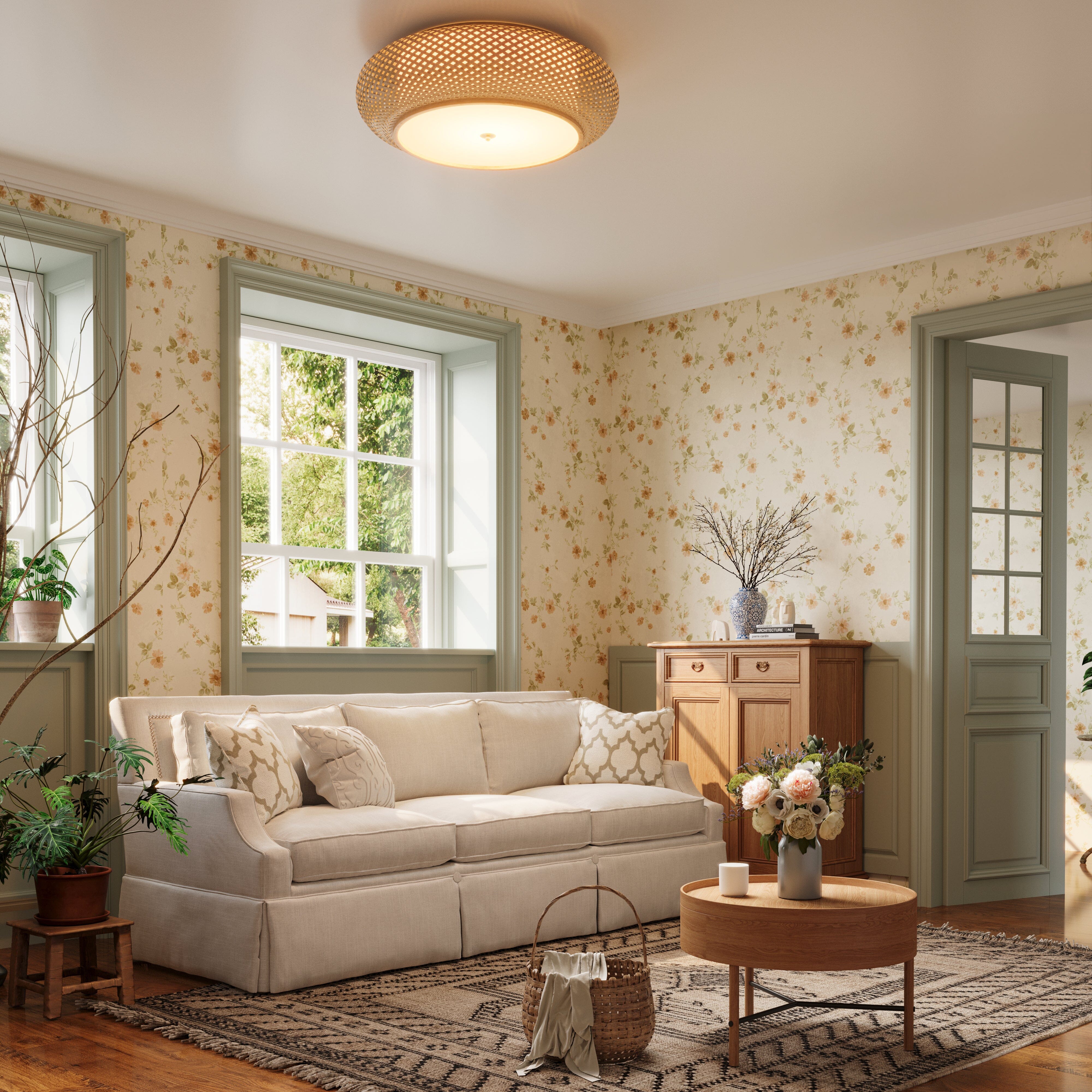 Lutta-Lightsin Handwoven Bamboo Ceiling Light – Zen-Style LED Fixture for Living Room, Bedroom & Dining Room Lightsin UK 