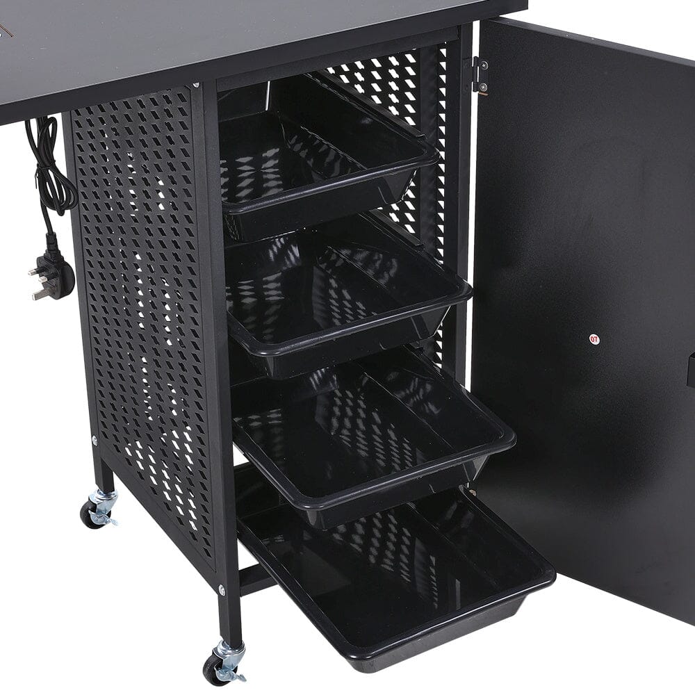 Complete Manicure Table Black 4 Trays & Lamp With Dust Collector Dressing Tables Living and Home 