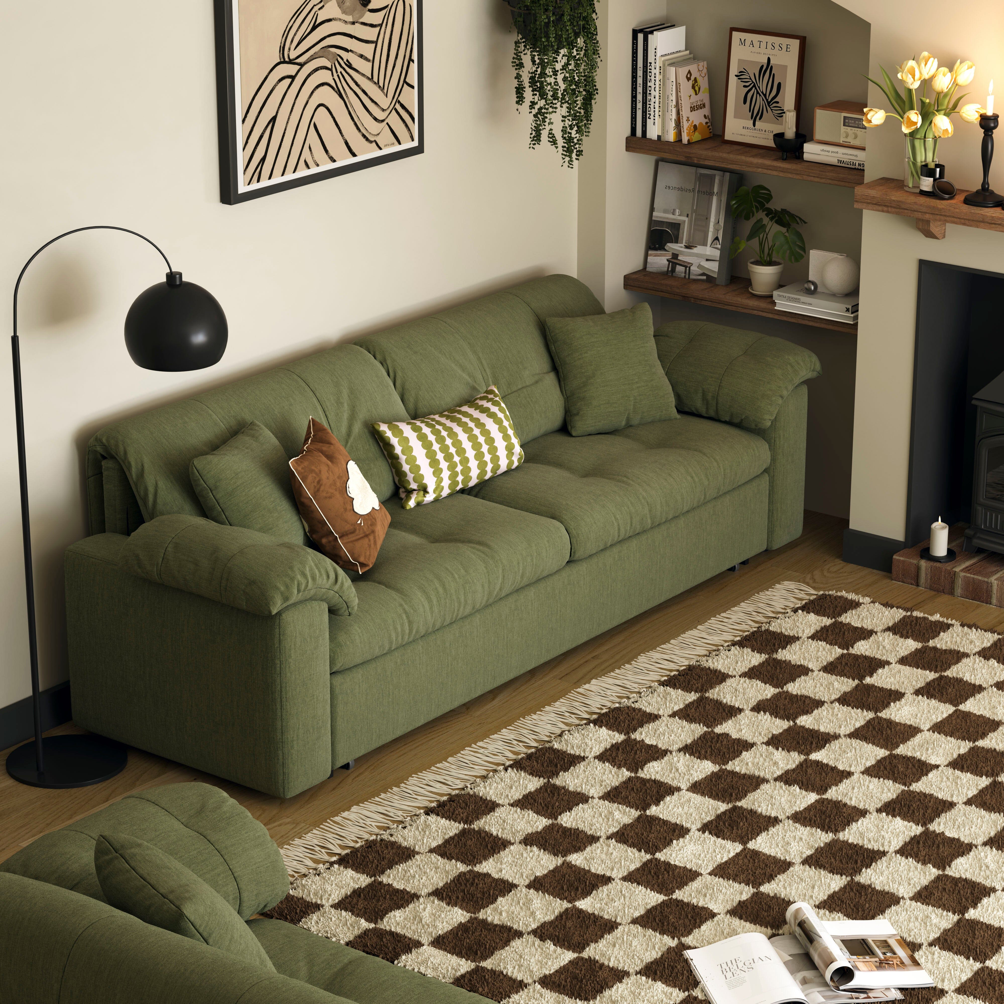 Multifunctional Sleeper Pull Out 2 Seater Sofa Bed with Storage Space Cottonfy UK 