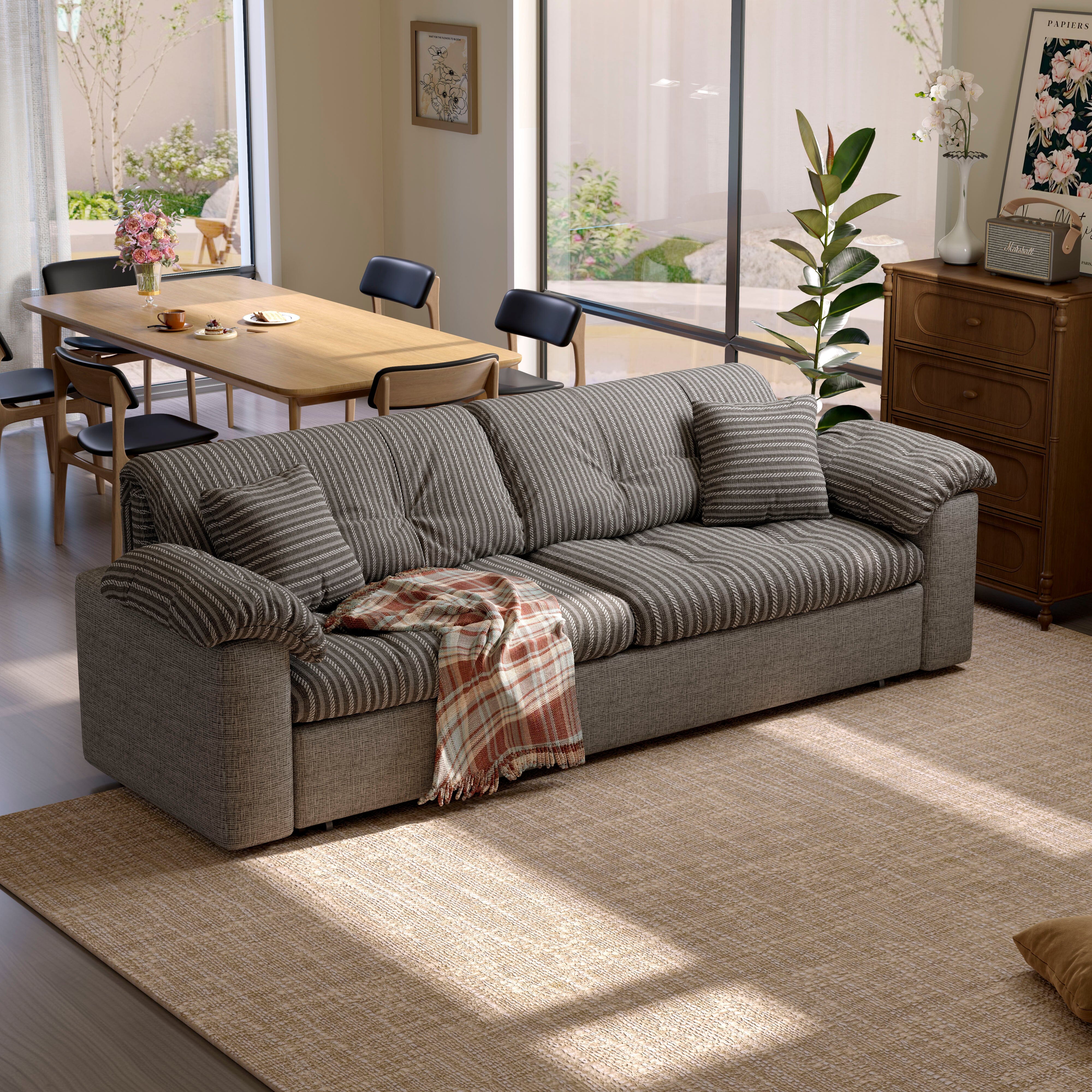 Multifunctional Sleeper Pull Out 2 Seater Sofa Bed with Storage Space Cottonfy UK 