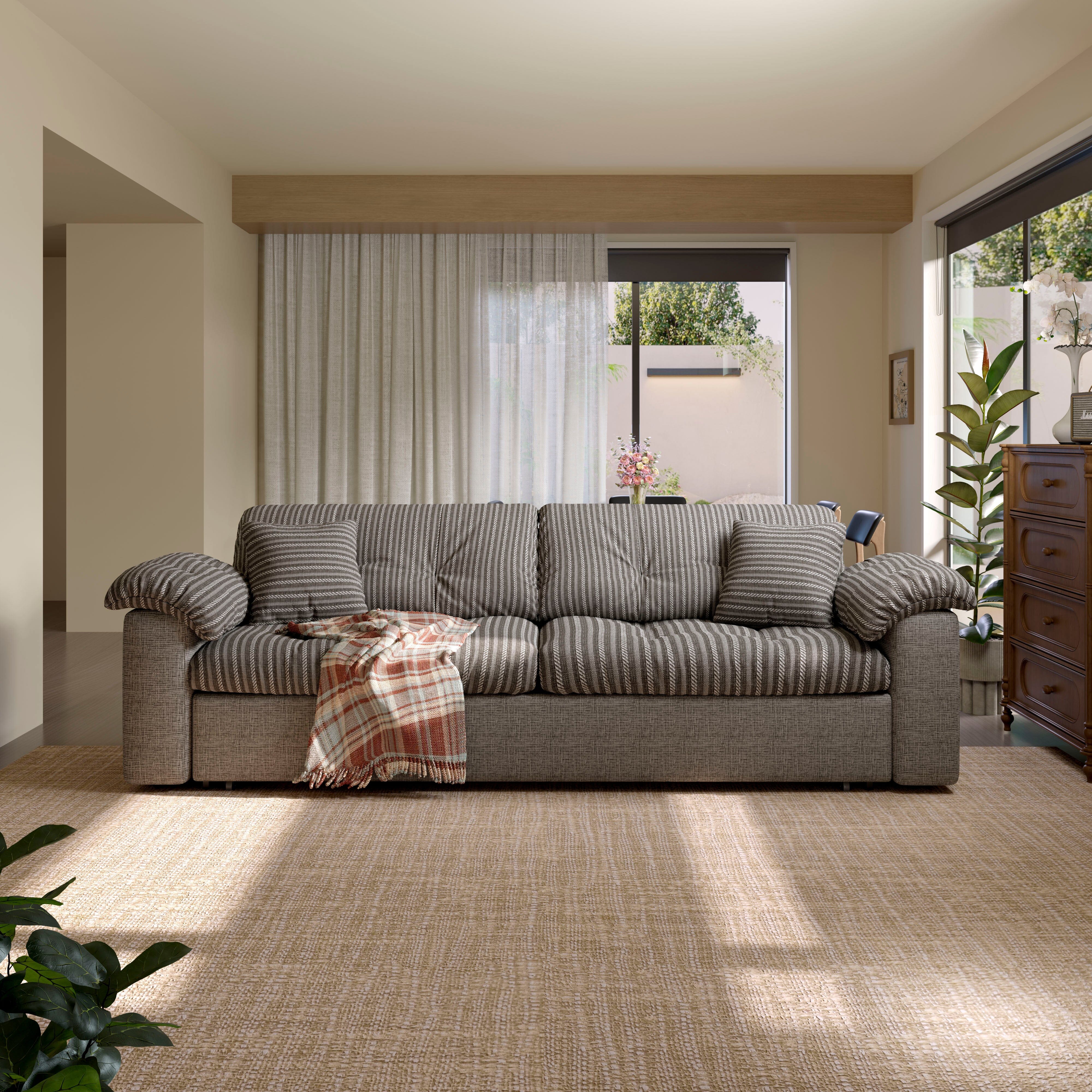 Multifunctional Sleeper Pull Out 2 Seater Sofa Bed with Storage Space Cottonfy UK 