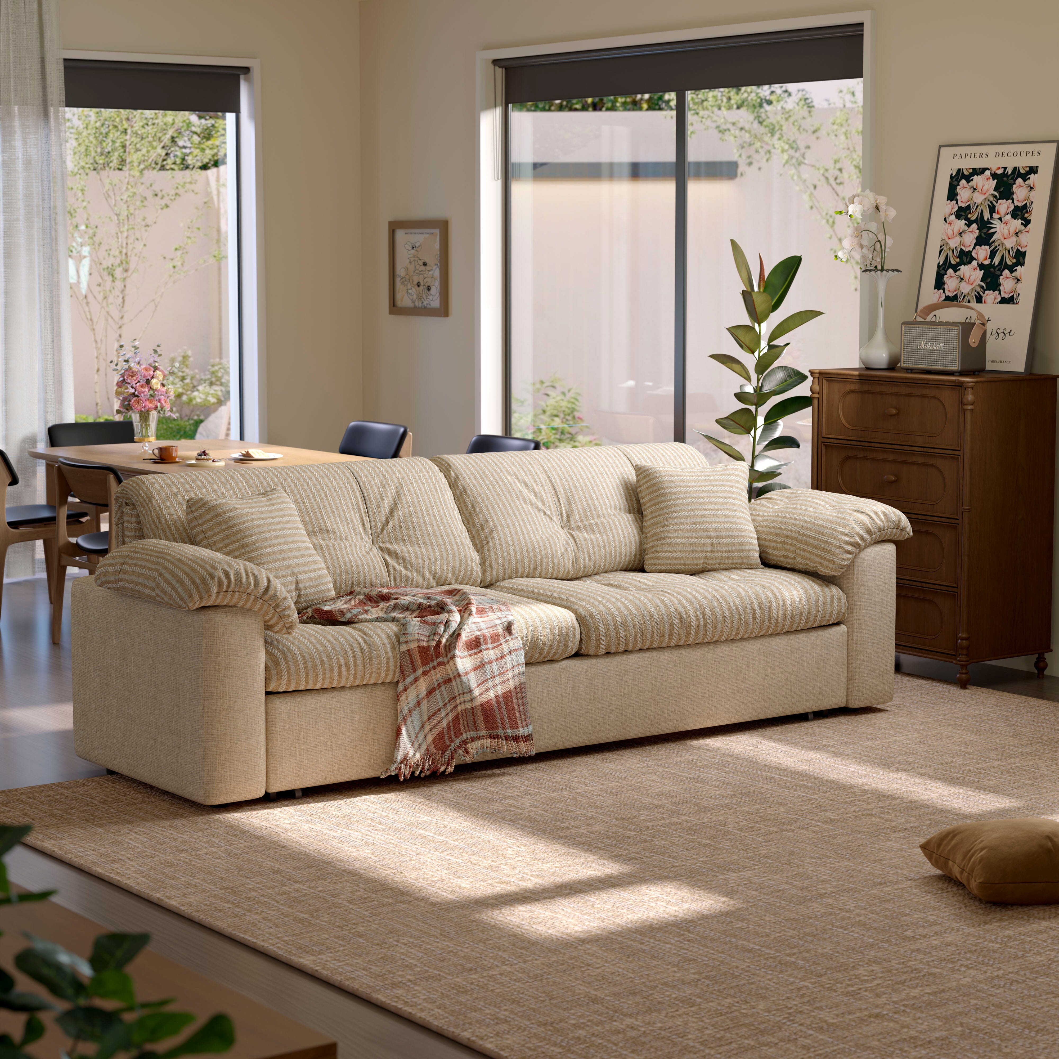 Multifunctional Sleeper Pull Out 2 Seater Sofa Bed with Storage Space Cottonfy UK 