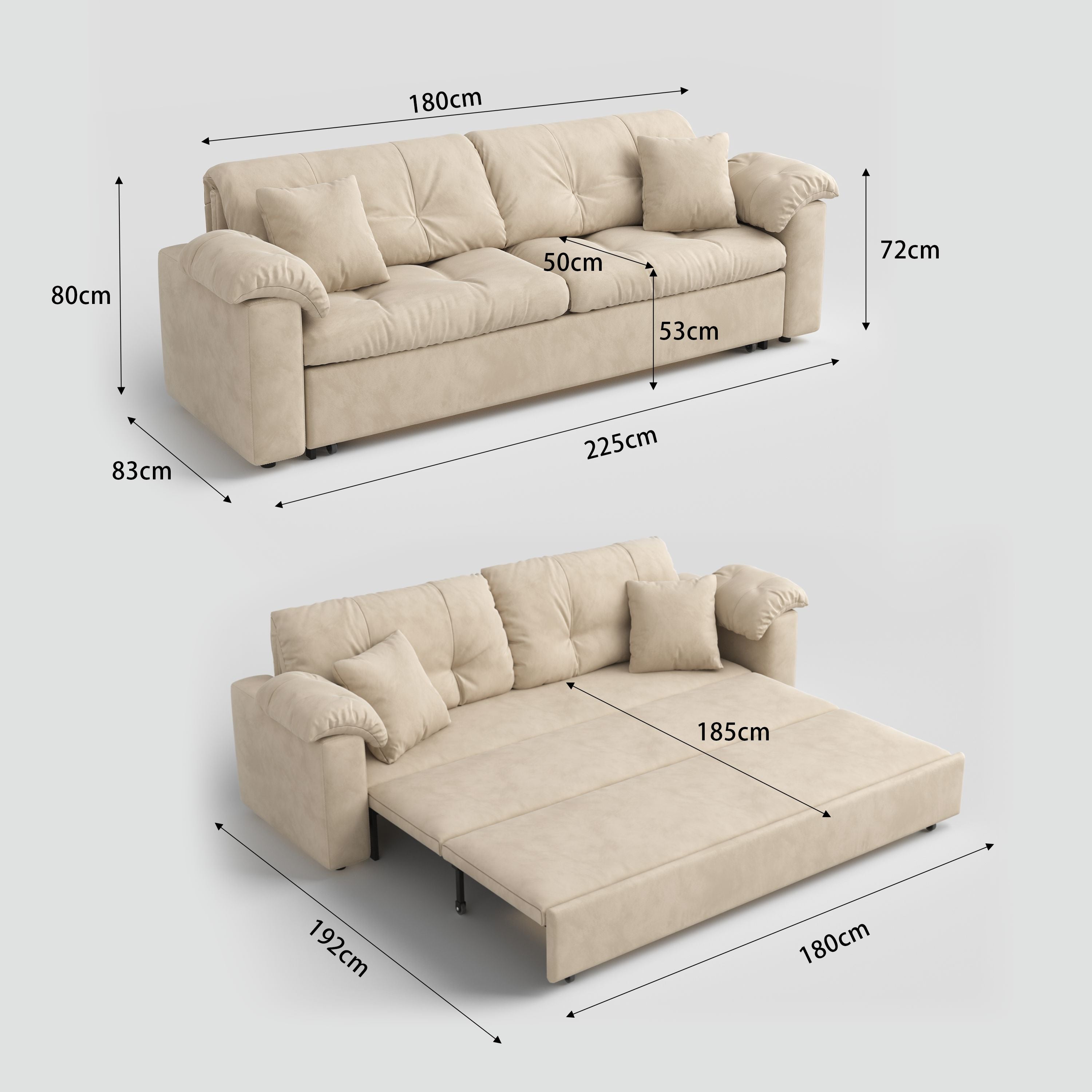 Multifunctional Sleeper Pull Out 2 Seater Sofa Bed with Storage Space Cottonfy UK 