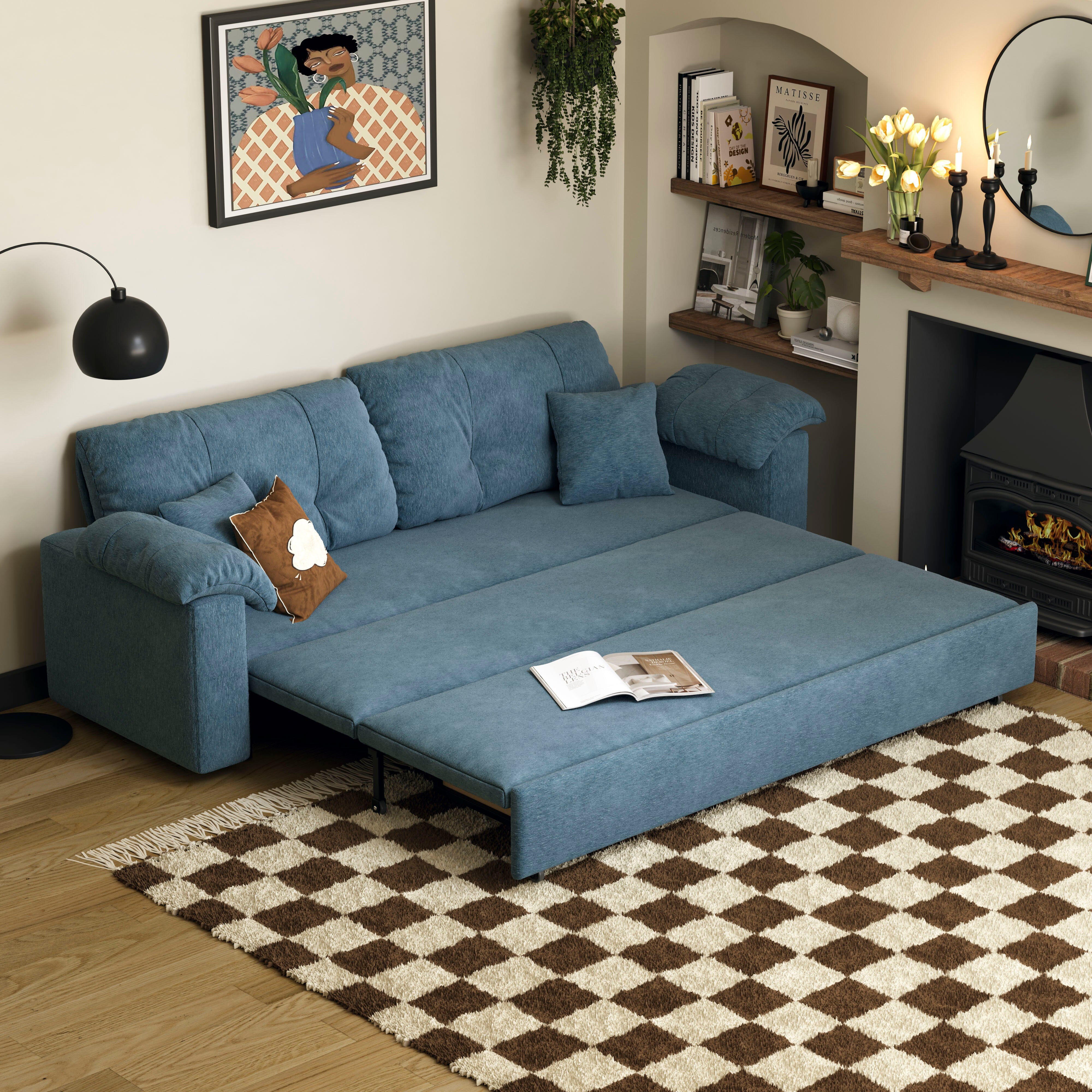 Multifunctional Sleeper Pull Out 2 Seater Sofa Bed with Storage Space Cottonfy UK 