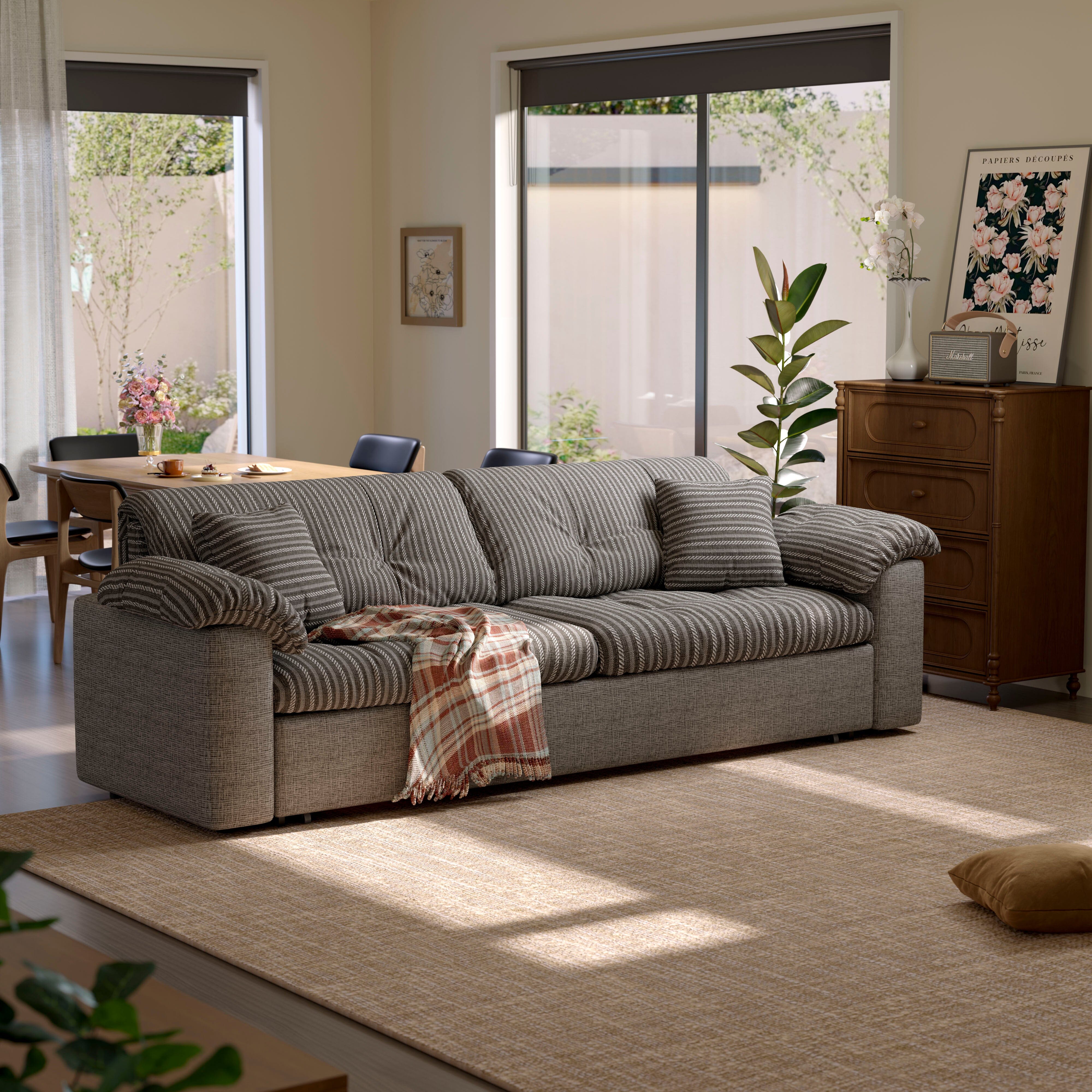 Multifunctional Sleeper Pull Out 2 Seater Sofa Bed with Storage Space Cottonfy UK 