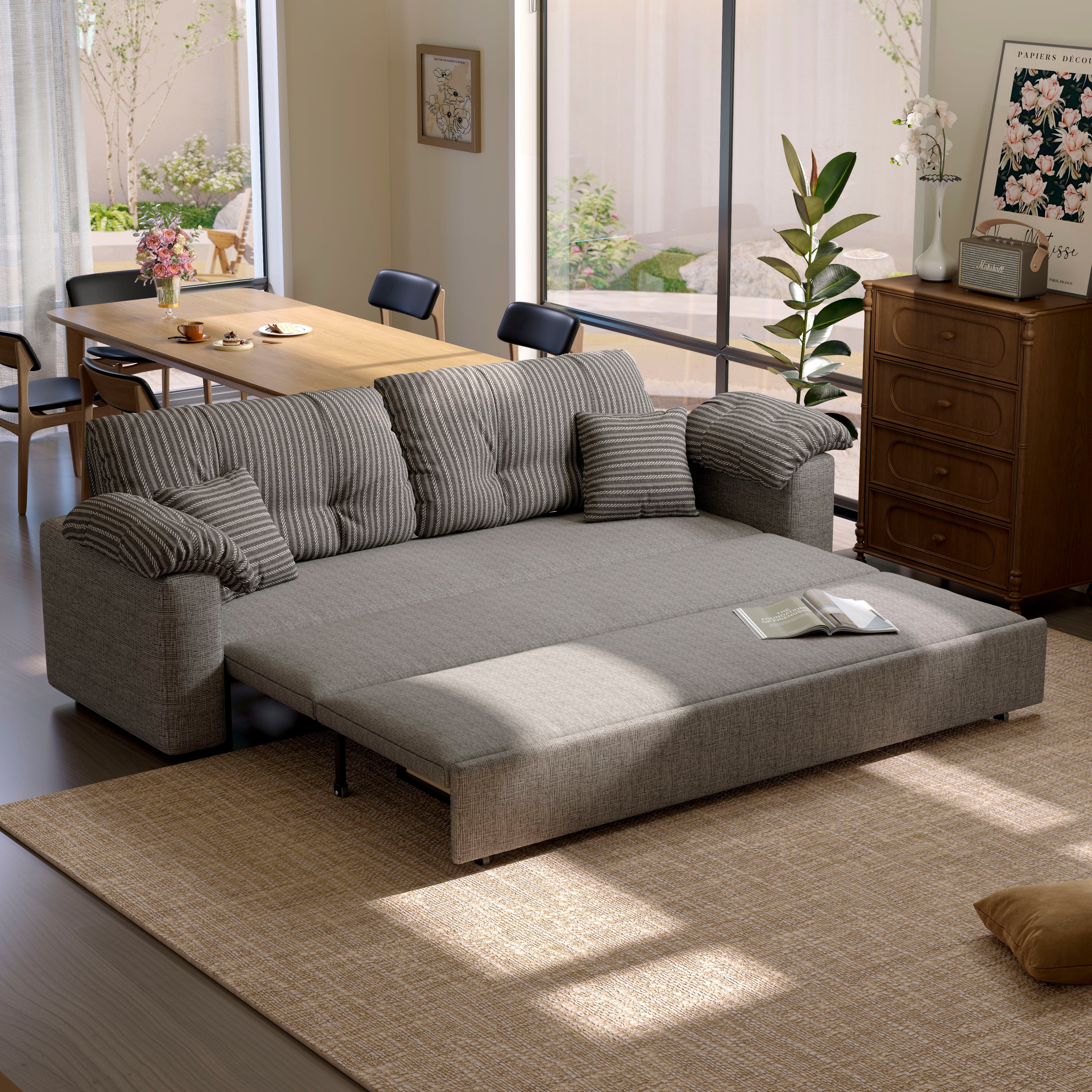 Multifunctional Sleeper Pull Out 2 Seater Sofa Bed with Storage Space Cottonfy UK 