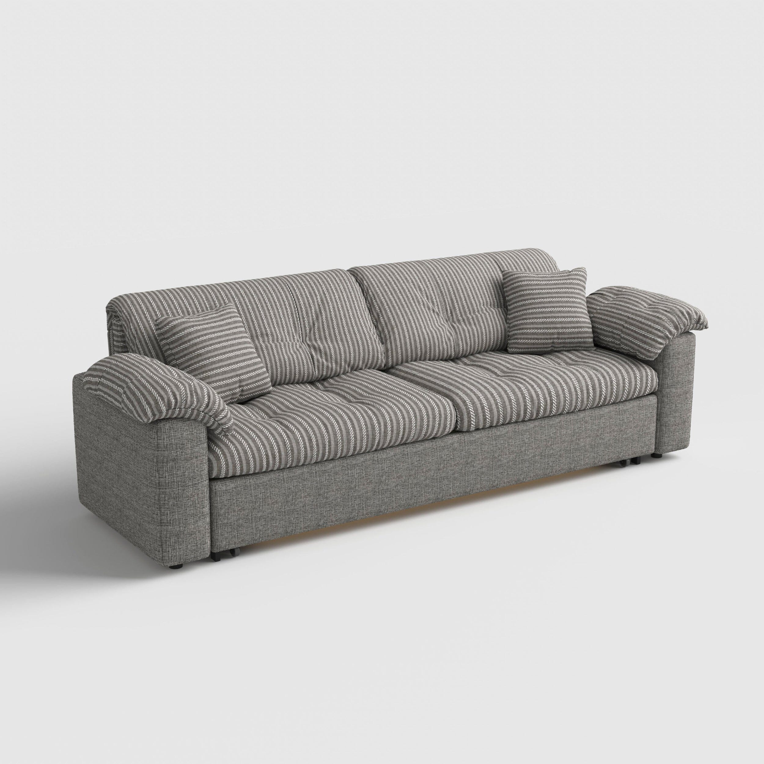 Multifunctional Sleeper Pull Out 2 Seater Sofa Bed with Storage Space Cottonfy UK 255 CM Grey 