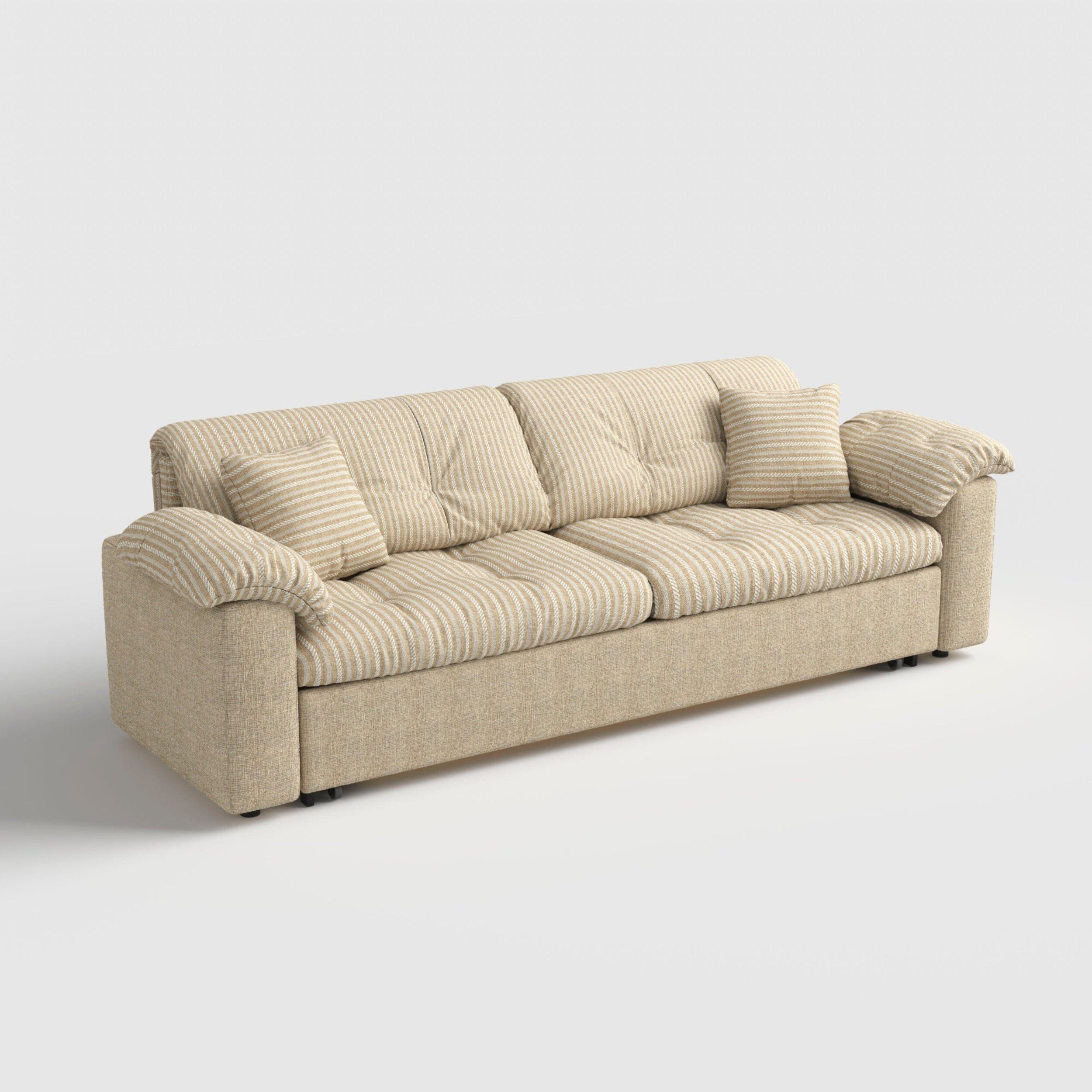 Multifunctional Sleeper Pull Out 2 Seater Sofa Bed with Storage Space Cottonfy UK 255 CM Khaki 