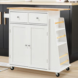 88cm W Natural Rolling Kitchen Trolley with Rubber Wood Top Kitchen Trolleys Living and Home 
