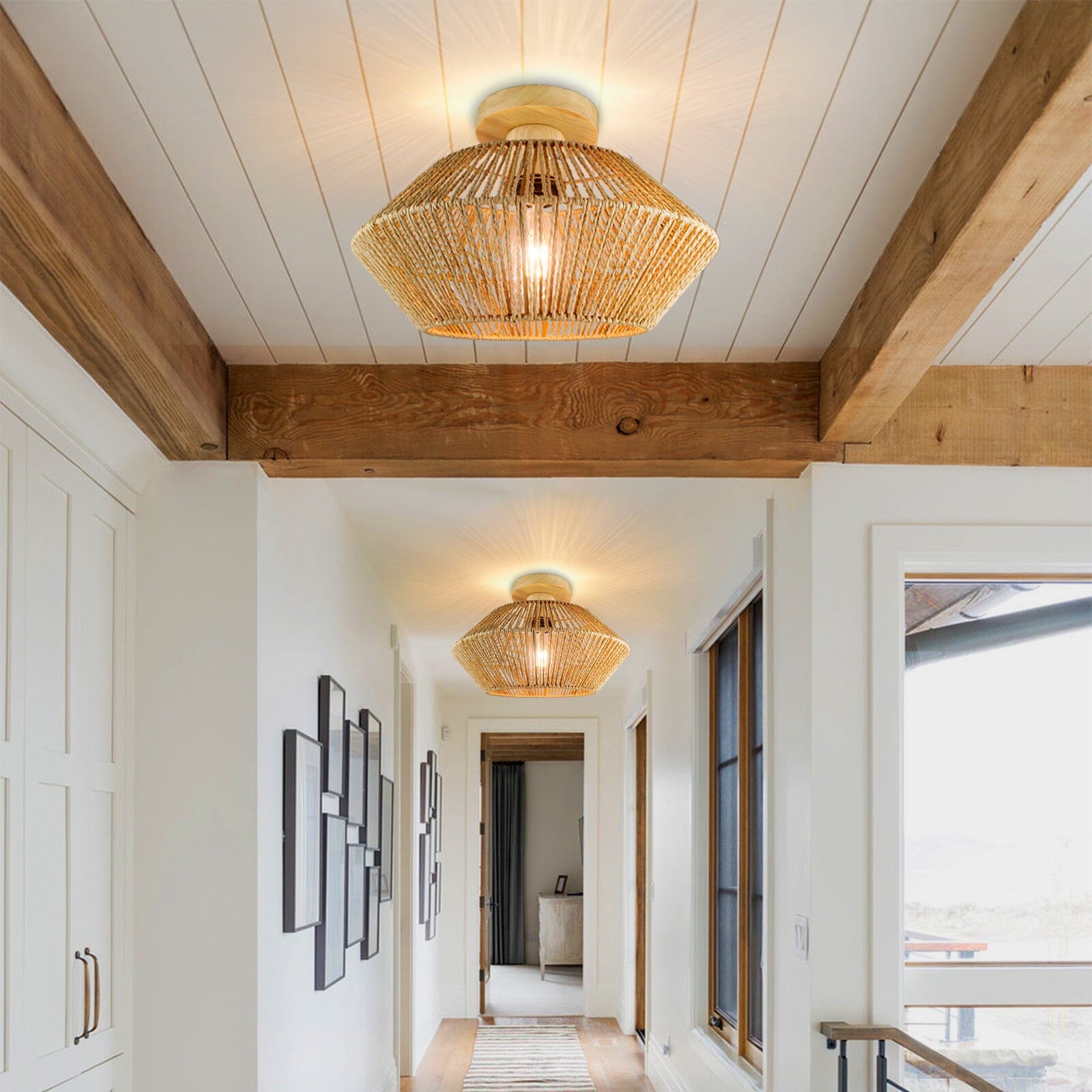 Lightsin Vintage Hemp Rope Ceiling Light for Hallways and Corridors Lightsin UK 2-items 