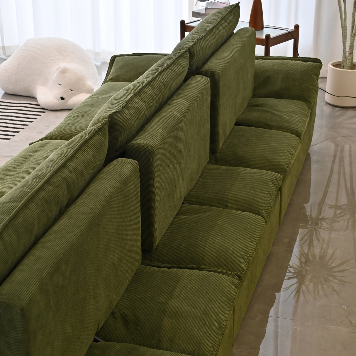 Cottonfy Adjustable Backrest Sailboat Corduroy Sofa Green Cottonfy UK 