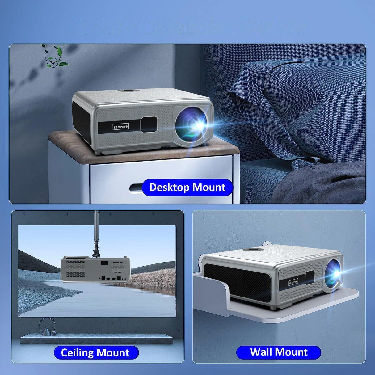 4.6 inch W Grey 4K Smart Projector Living and Home 