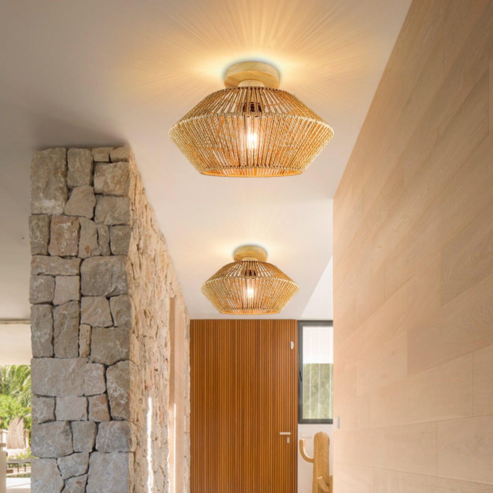 Lightsin Vintage Hemp Rope Ceiling Light for Hallways and Corridors Lightsin UK 