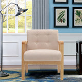 Wooden Armchair Upholstered Occasional Chair Lounge Chairs Living and Home 70cm W x 63cm L x 78cm H Beige 