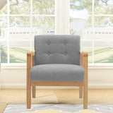 Wooden Armchair Upholstered Occasional Chair Lounge Chairs Living and Home 70cm W x 63cm L x 78cm H Grey 