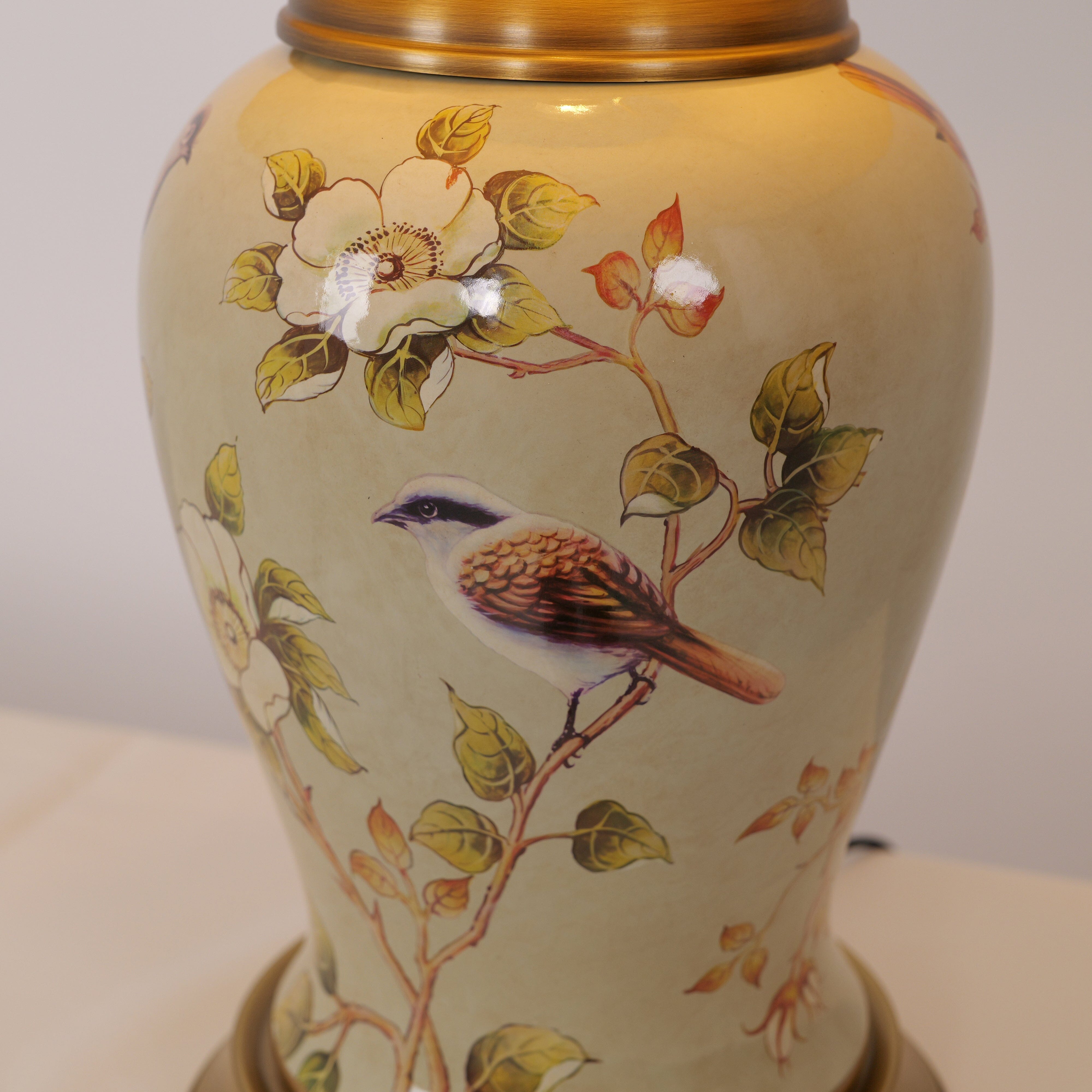 Lightsin Vintage Camellia Ceramic Table Lamp with Copper Base and Fabric Shade Lightsin UK 