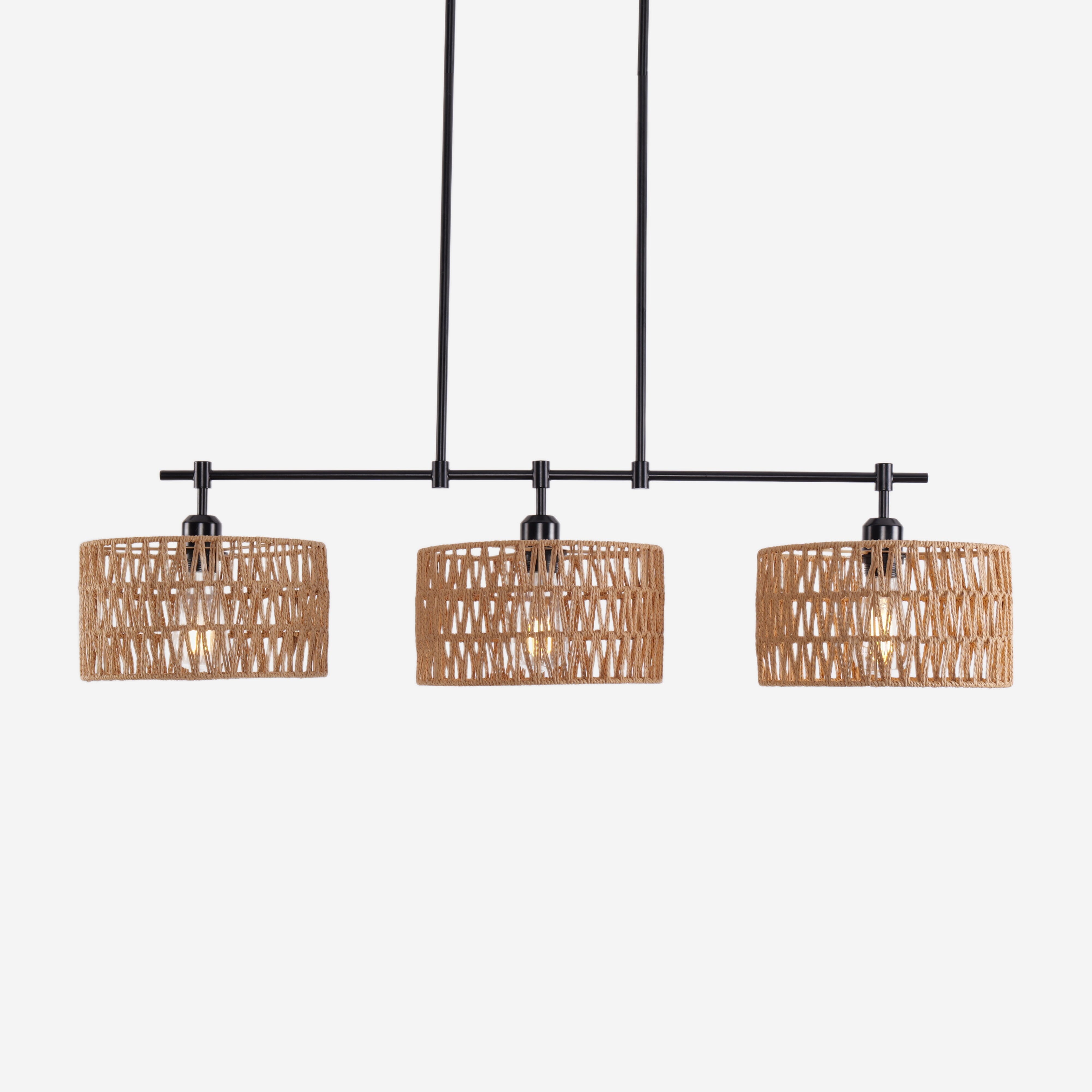 Lightsin Handcrafted Rustic Paper Rope Pendant Light with 3 Lampshades Lightsin UK 