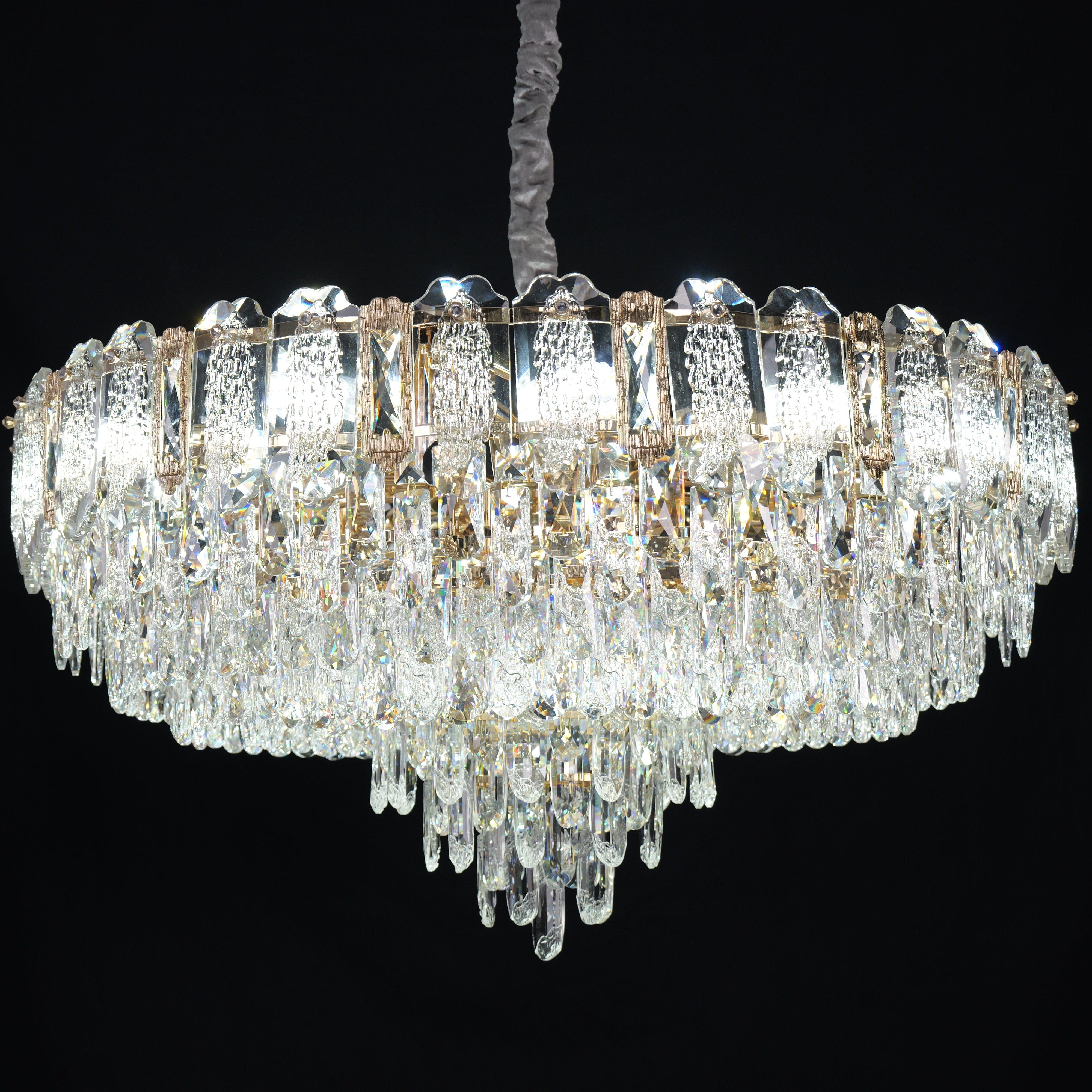 champagne gold crystal chandelier cool white crystal chandelier close-up