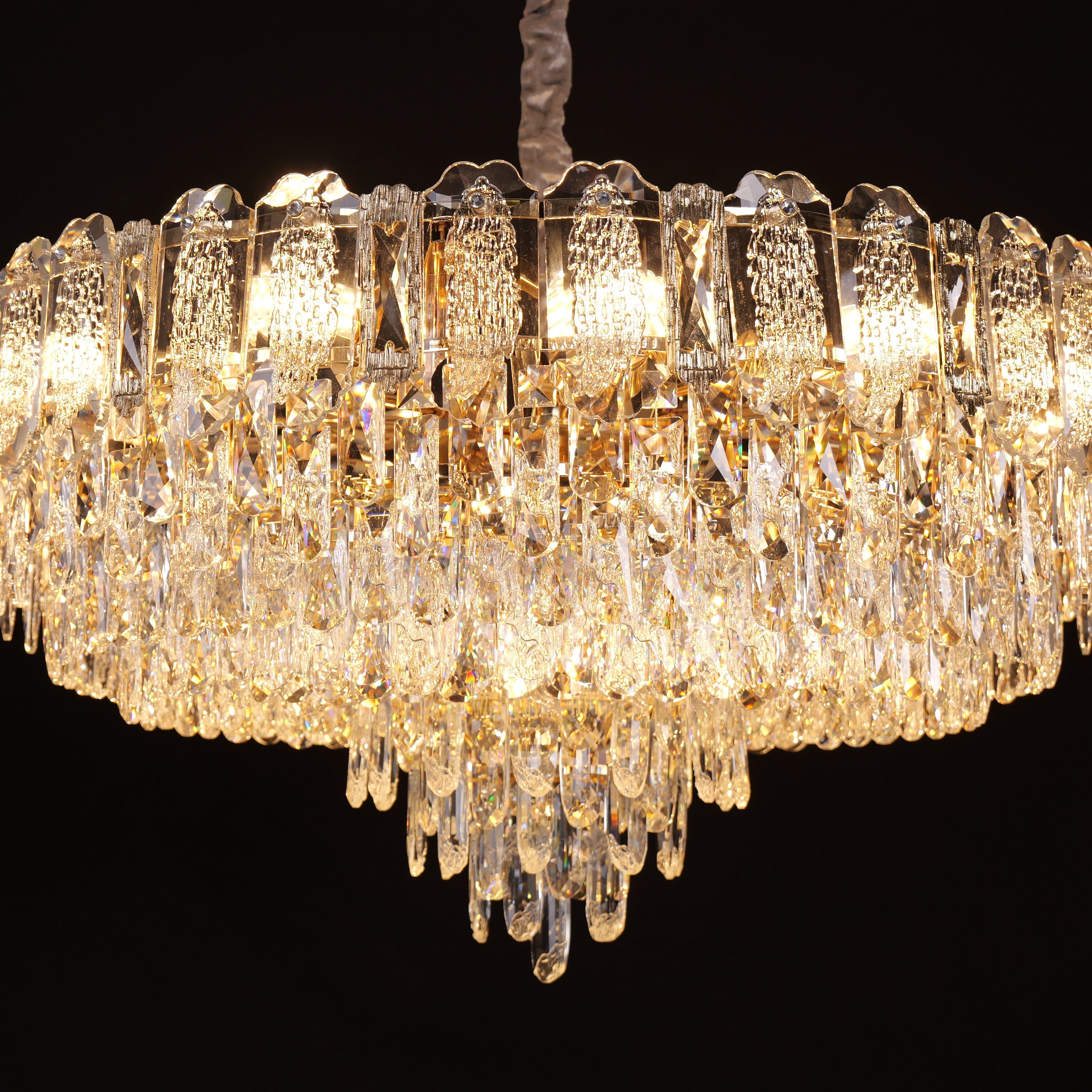 champagne gold crystal chandelier warm gold crystal chandelier close-up