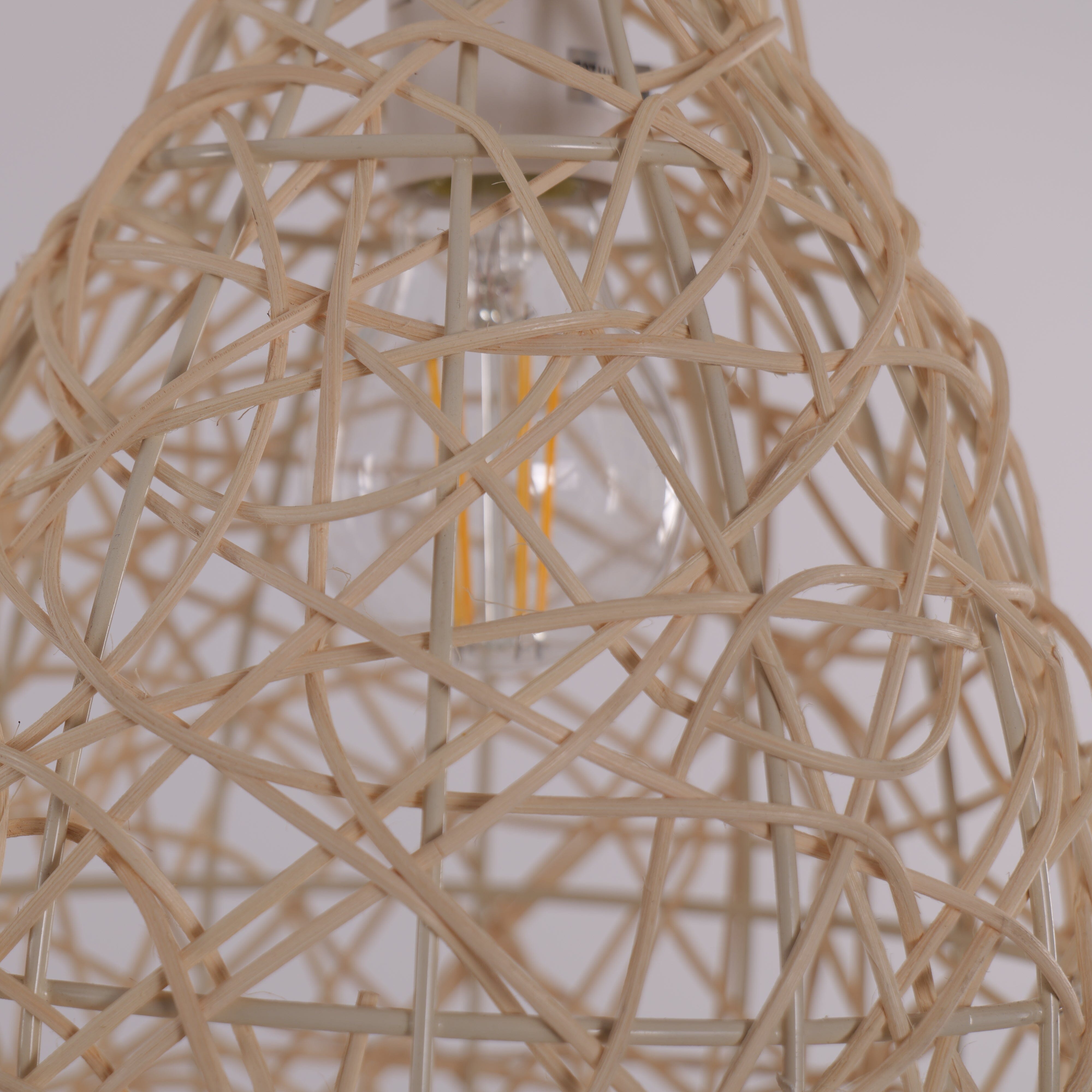 Lightsin Natural Rattan and Bamboo Pendant Light with Iron Frame Living and Home 