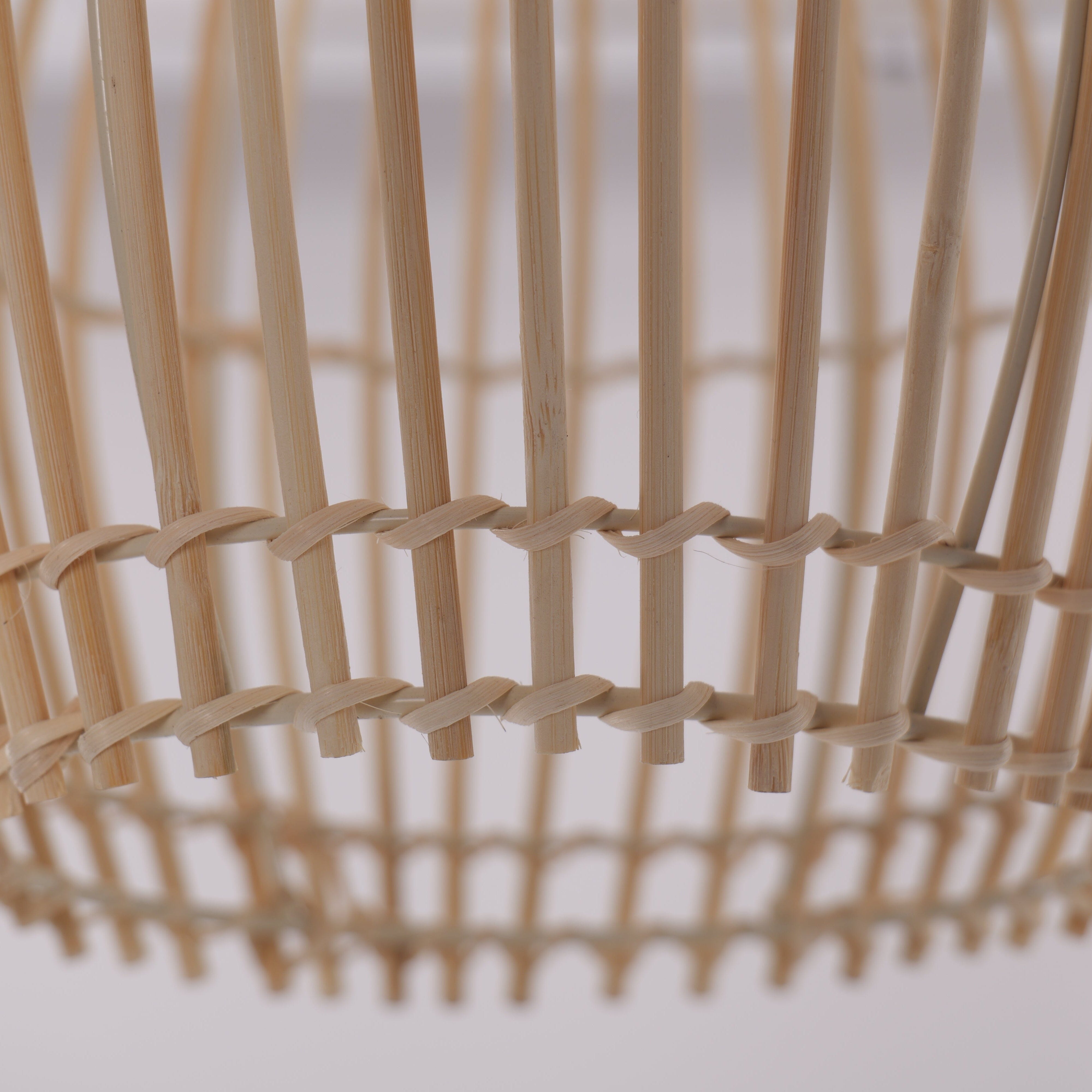 Lightsin Natural Rattan and Bamboo Pendant Light with Iron Frame Living and Home 