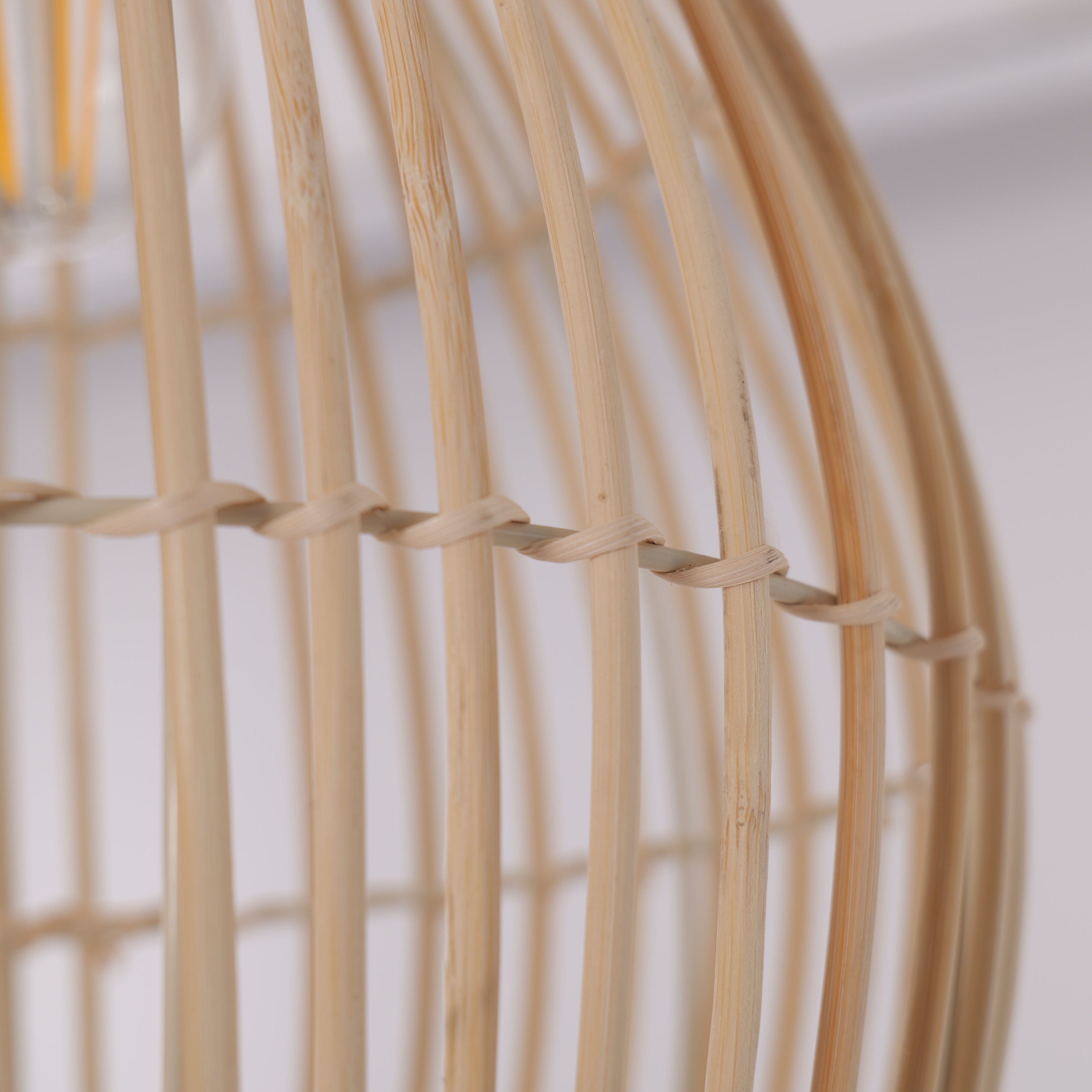 Lightsin Natural Rattan and Bamboo Pendant Light with Iron Frame Living and Home 