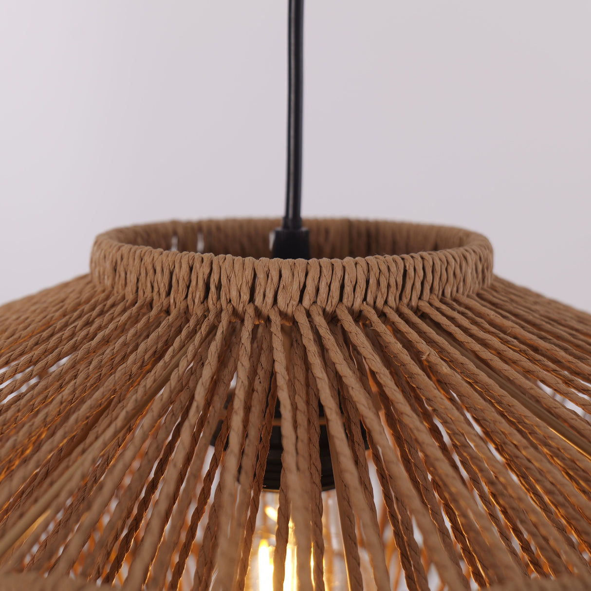 Lightsin Khaki Handwoven Paper Rope Pendant Light with Iron Frame Lightsin UK 