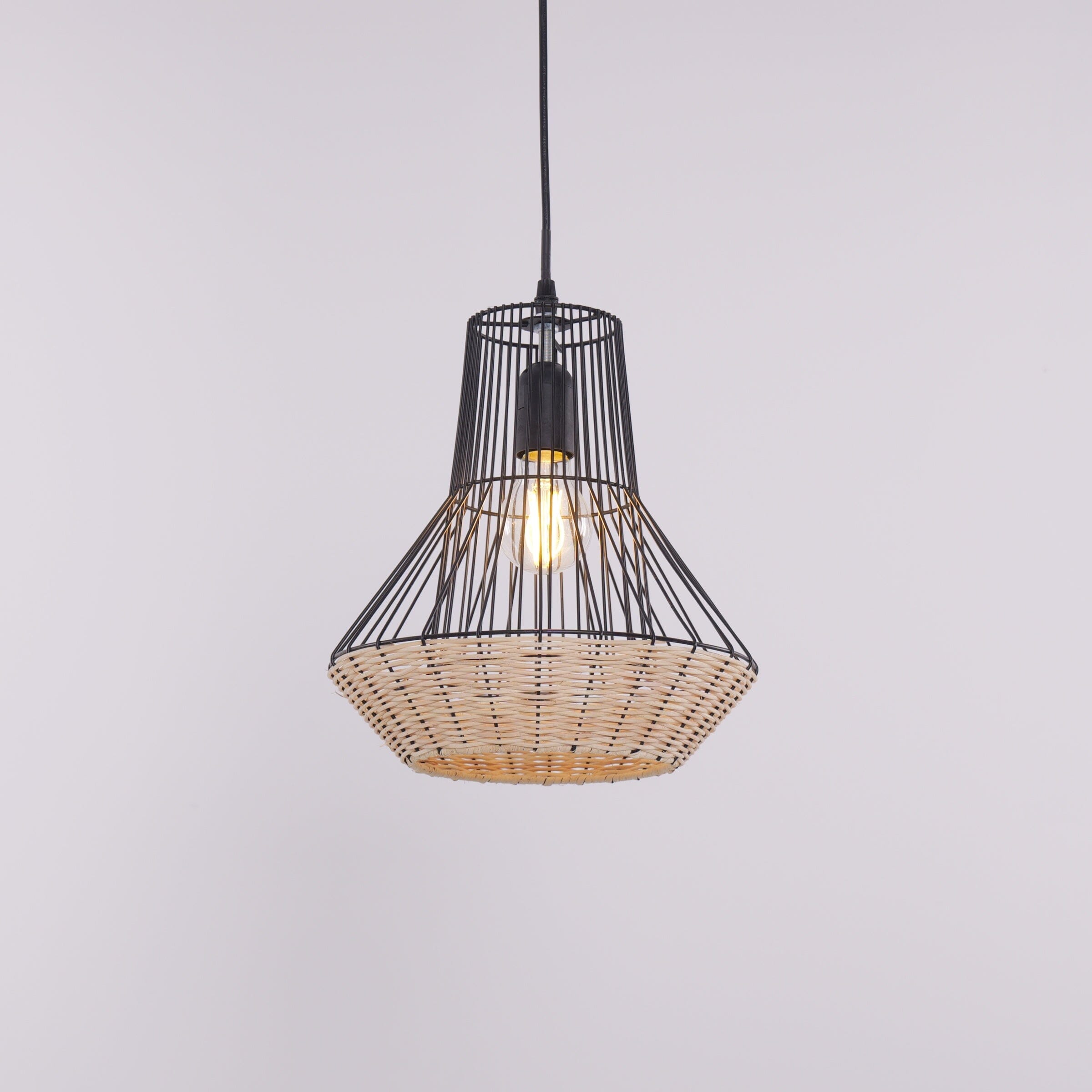 Lightsin Geometric Rattan and Iron Pendant Light for Dining, Kitchen, and Living Rooms Lightsin UK 