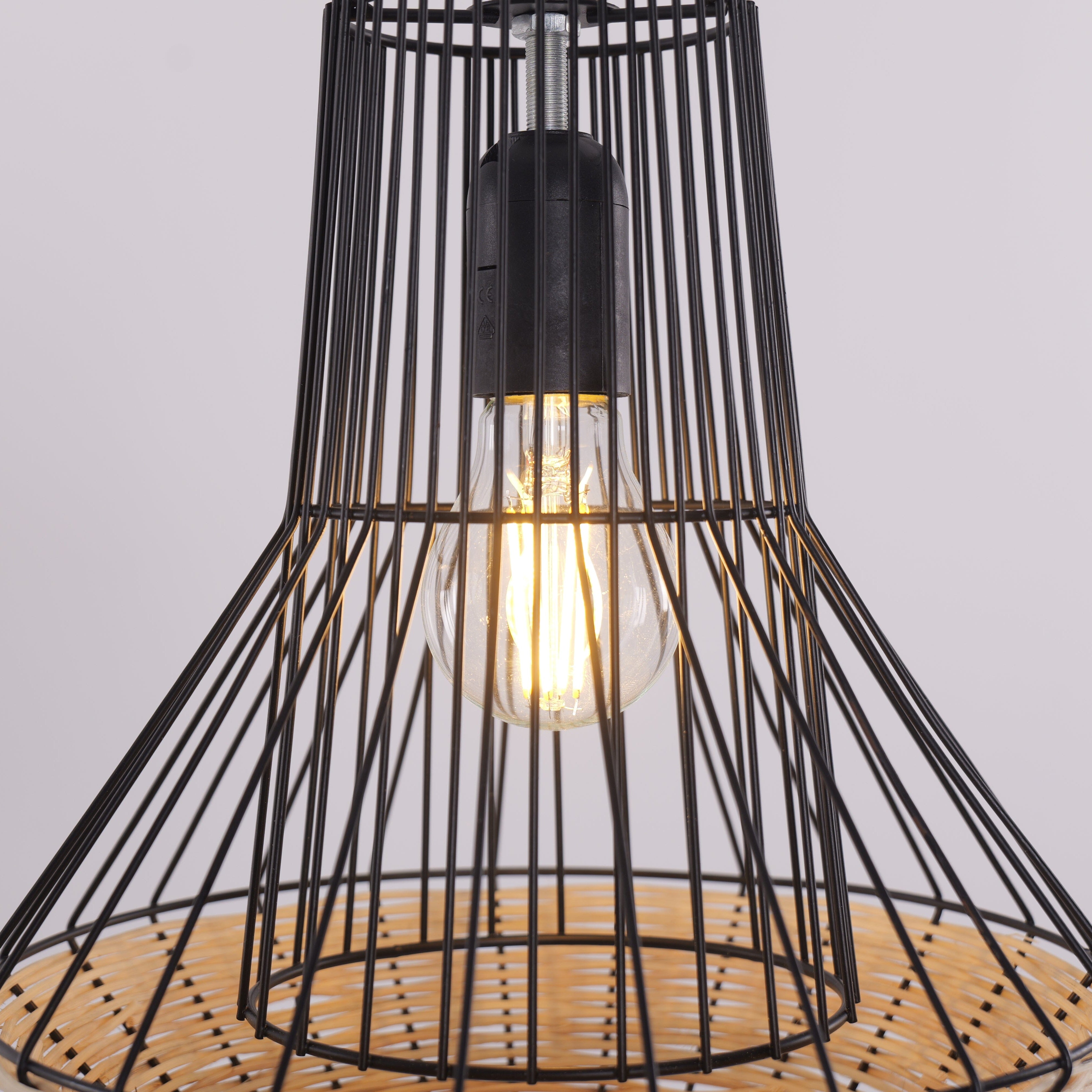 Lightsin Geometric Rattan and Iron Pendant Light for Dining, Kitchen, and Living Rooms Lightsin UK 
