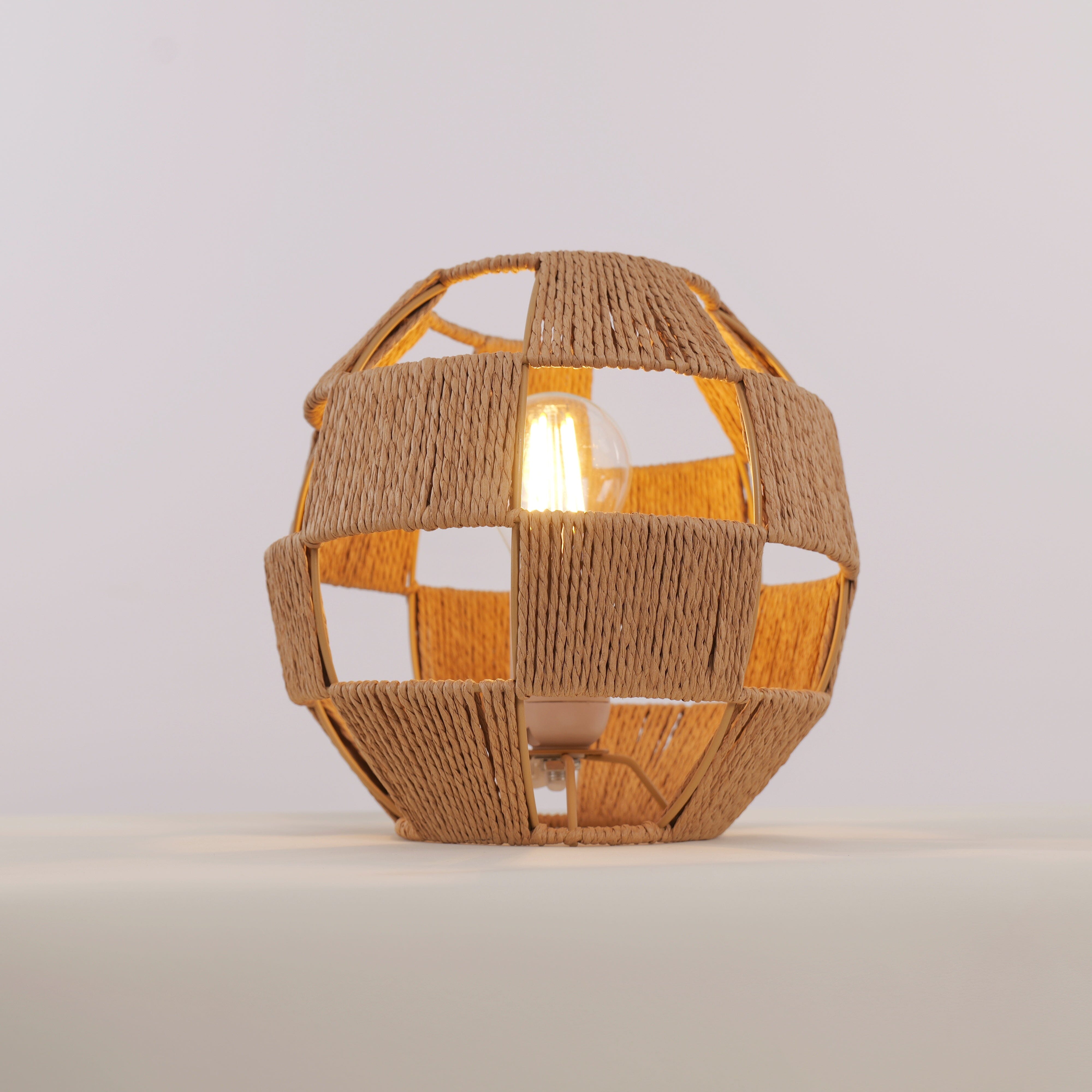 Lightsin Handwoven Jute Globe Table Lamp - Eco-friendly Spherical Bedside Desk Lighting Lightsin UK 